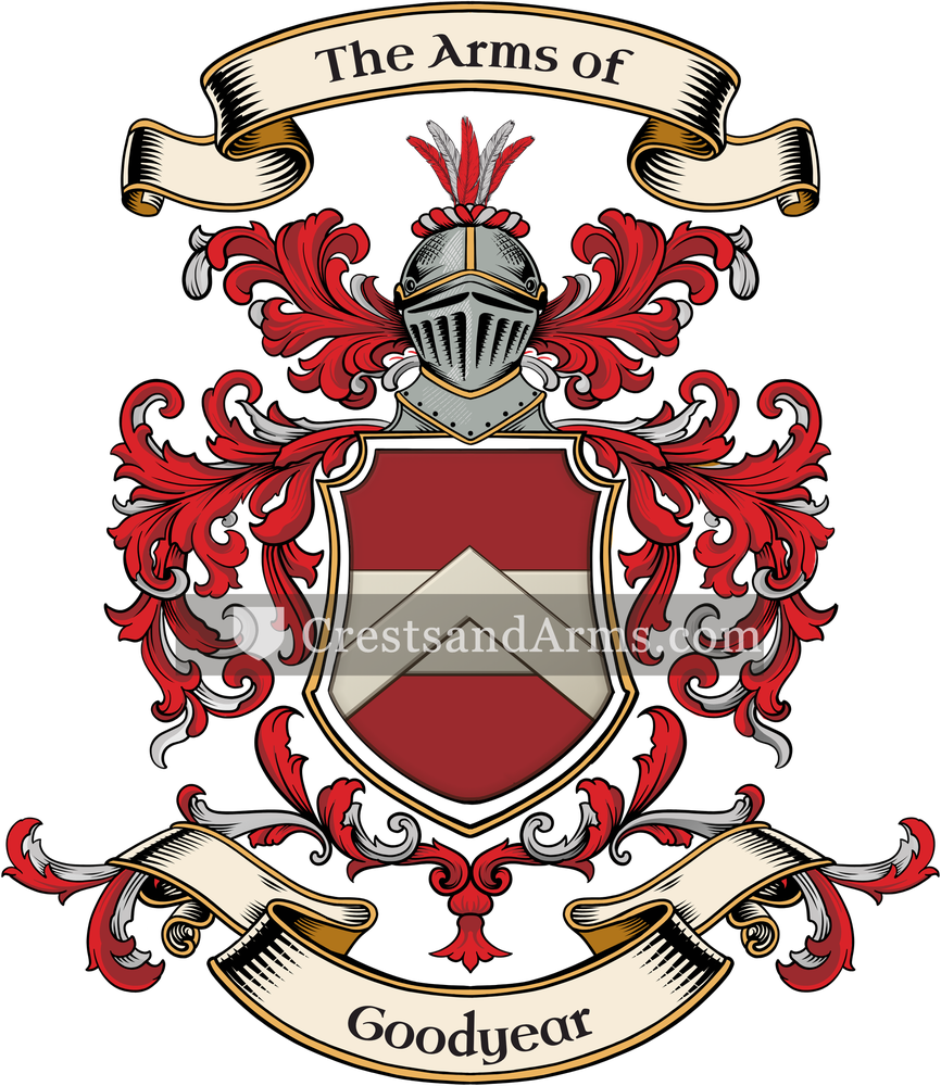 The Goodyear coat of arms, drawn from the recorded blazon