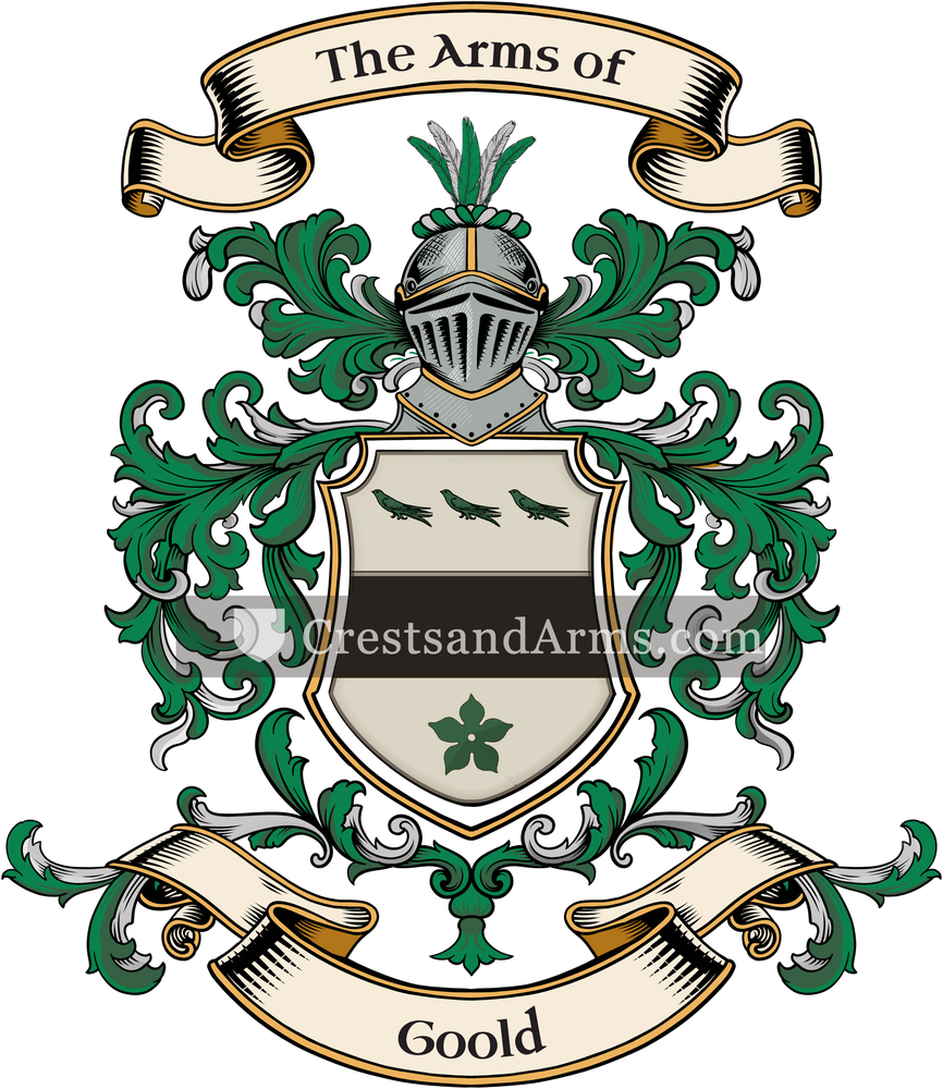 The Goold coat of arms, drawn from the recorded blazon