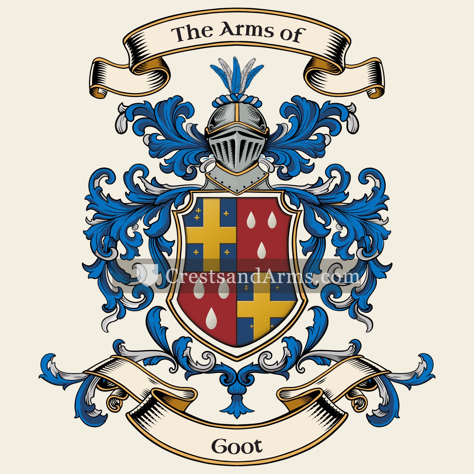 The Goot coat of arms, drawn from the recorded blazon