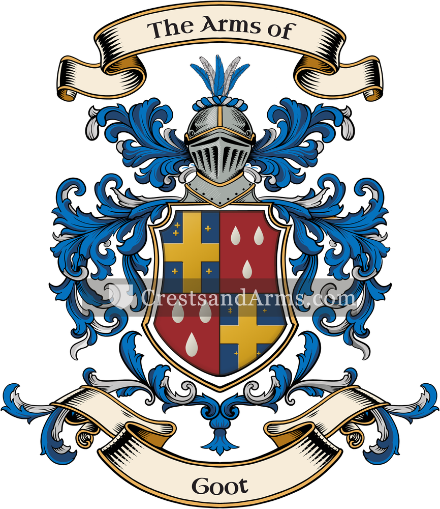 The Goot coat of arms, drawn from the recorded blazon