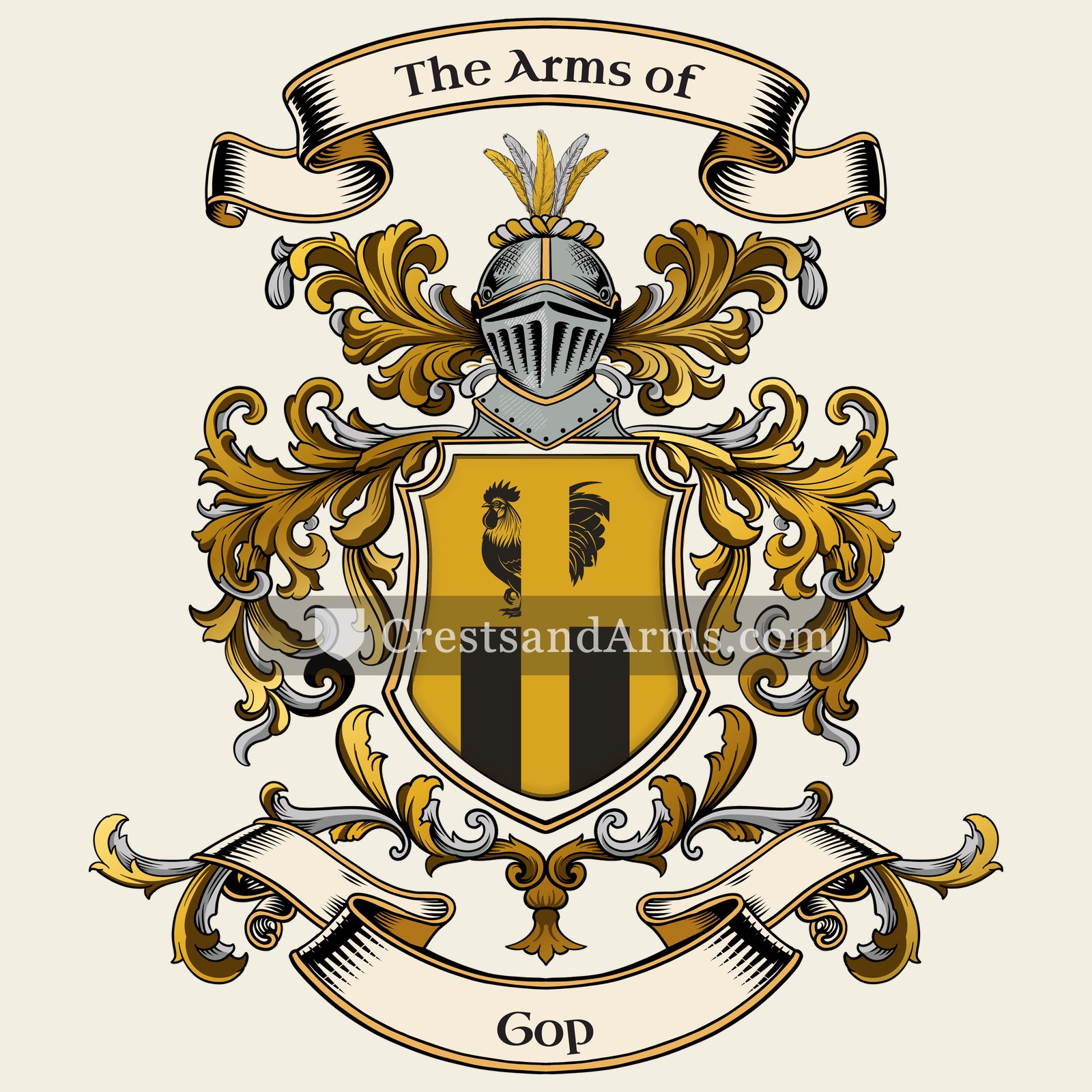 The Gop coat of arms, drawn from the recorded blazon