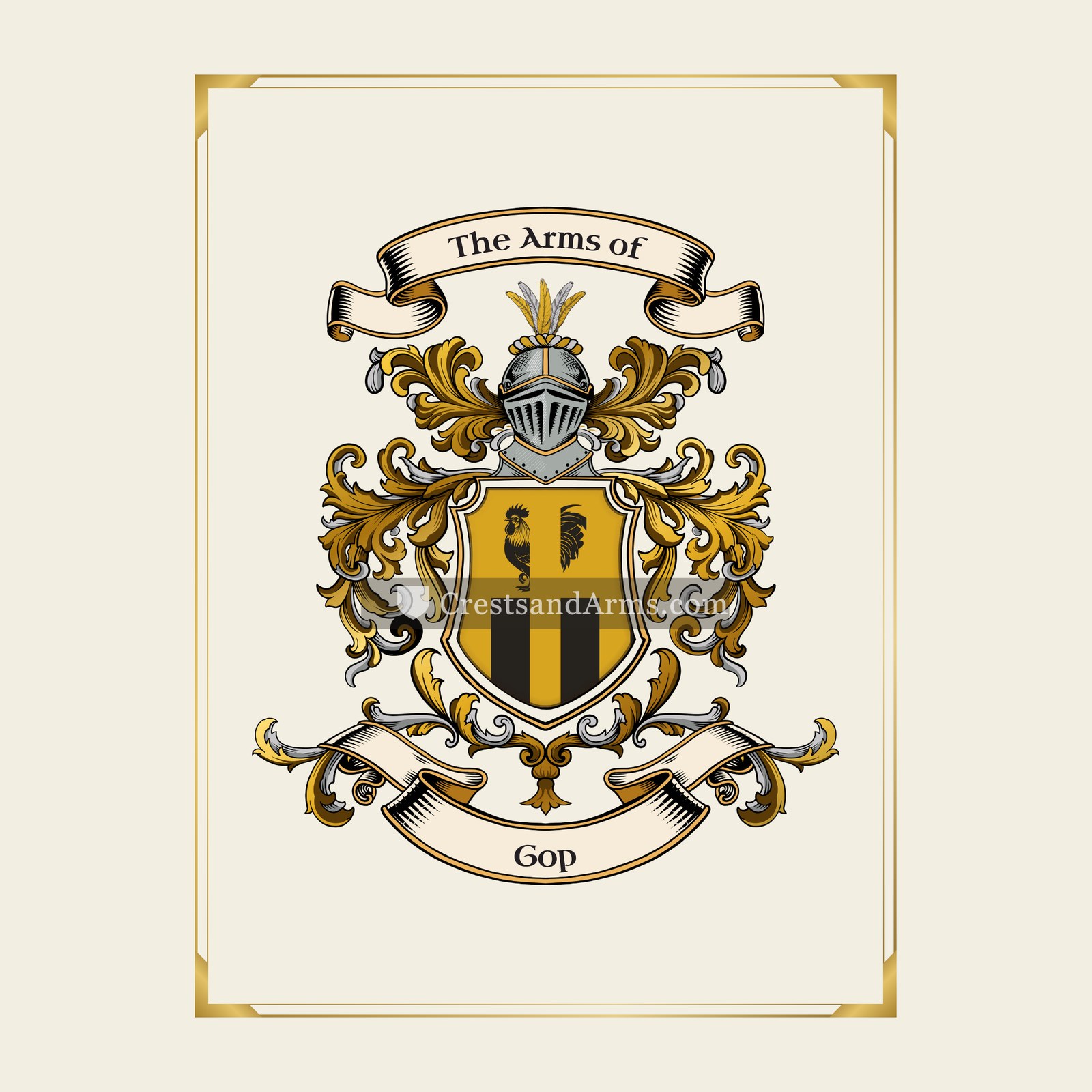 With gold border