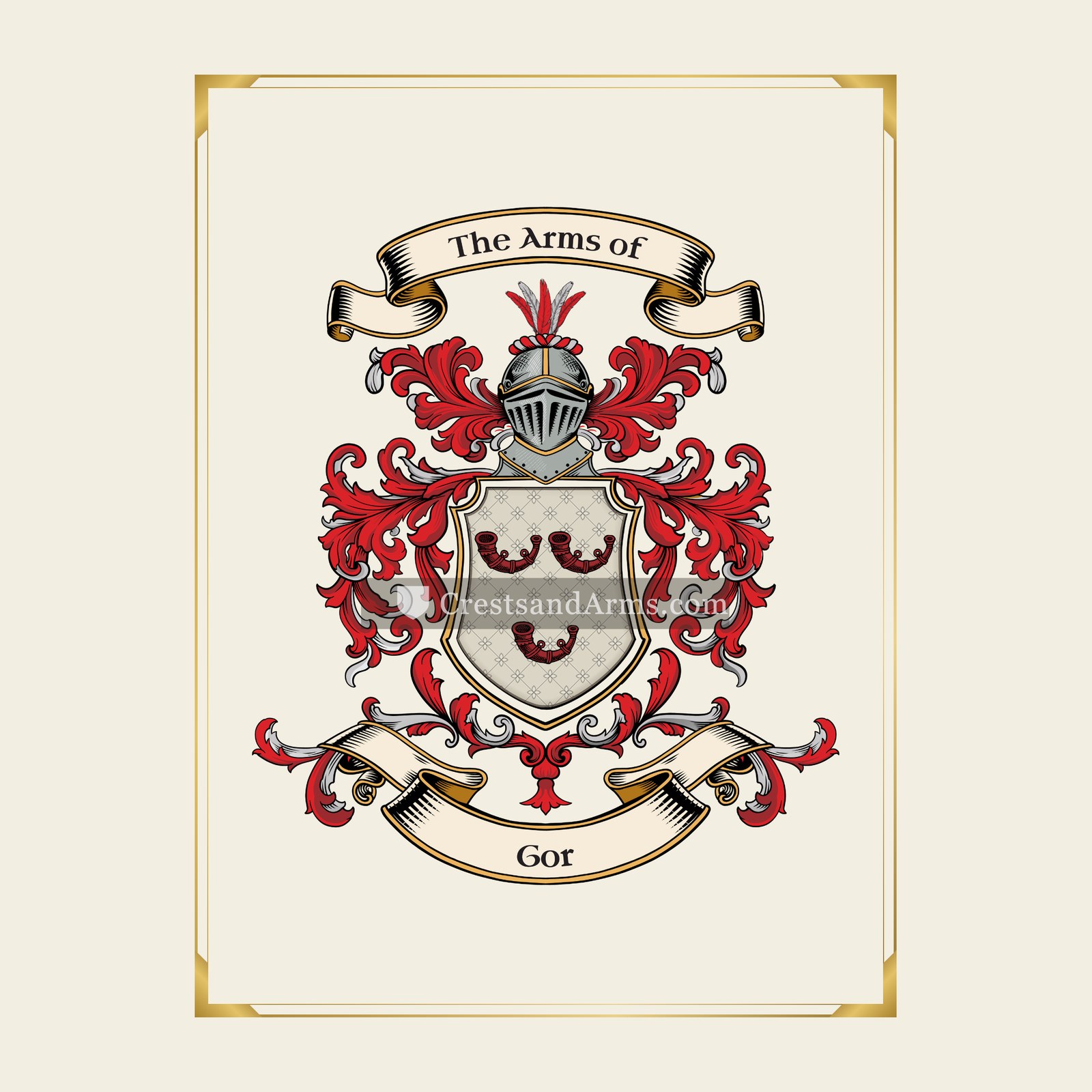 With gold border