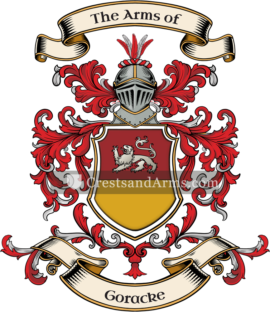 The Goracke coat of arms, drawn from the recorded blazon