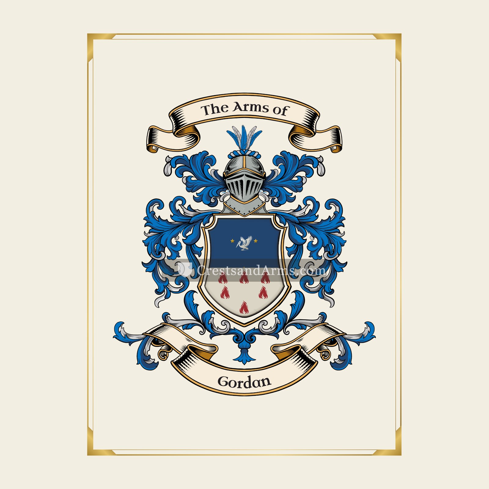 With gold border