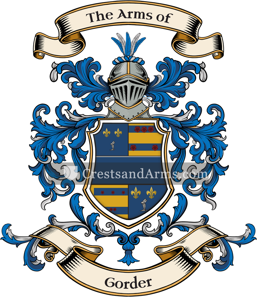 The Gorder coat of arms, drawn from the recorded blazon