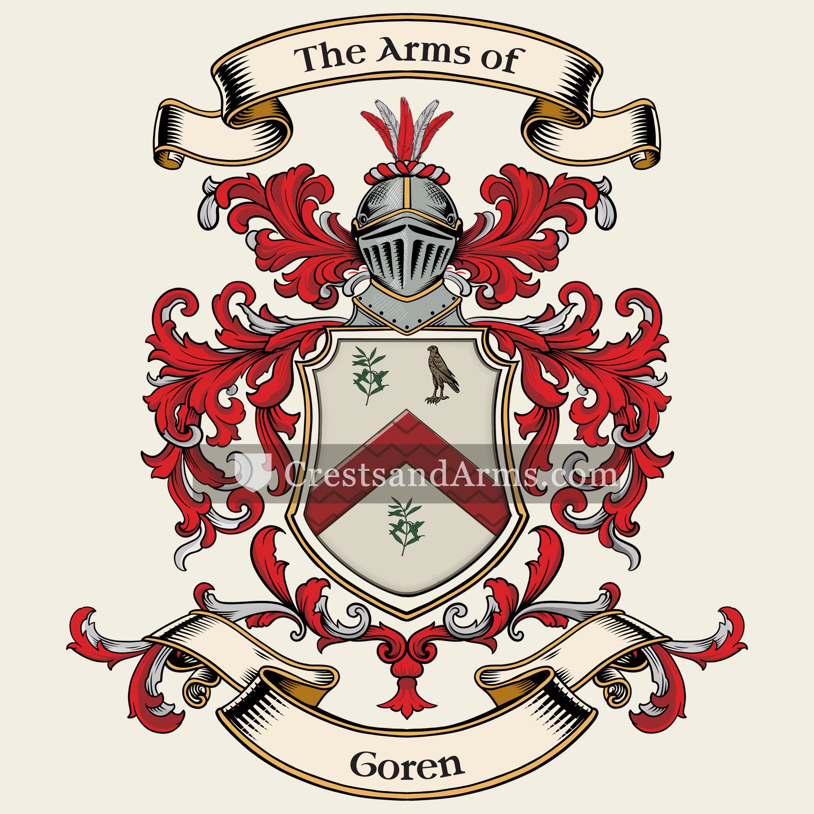 The Goren coat of arms, drawn from the recorded blazon