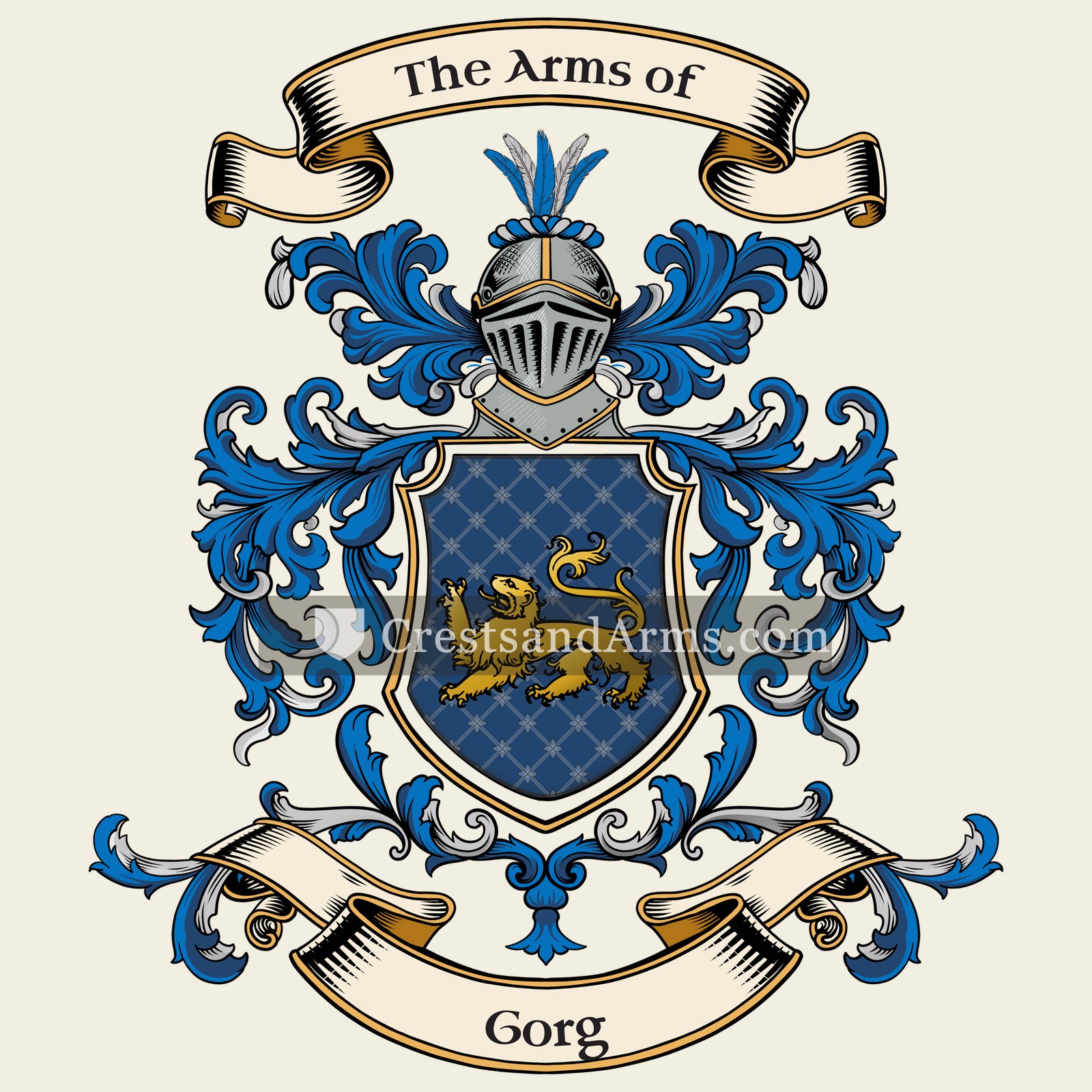 The Gorg coat of arms, drawn from the recorded blazon