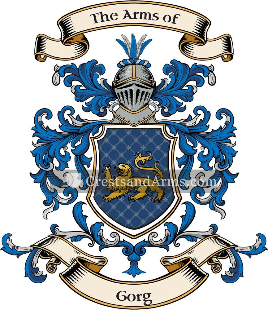 The Gorg coat of arms, drawn from the recorded blazon