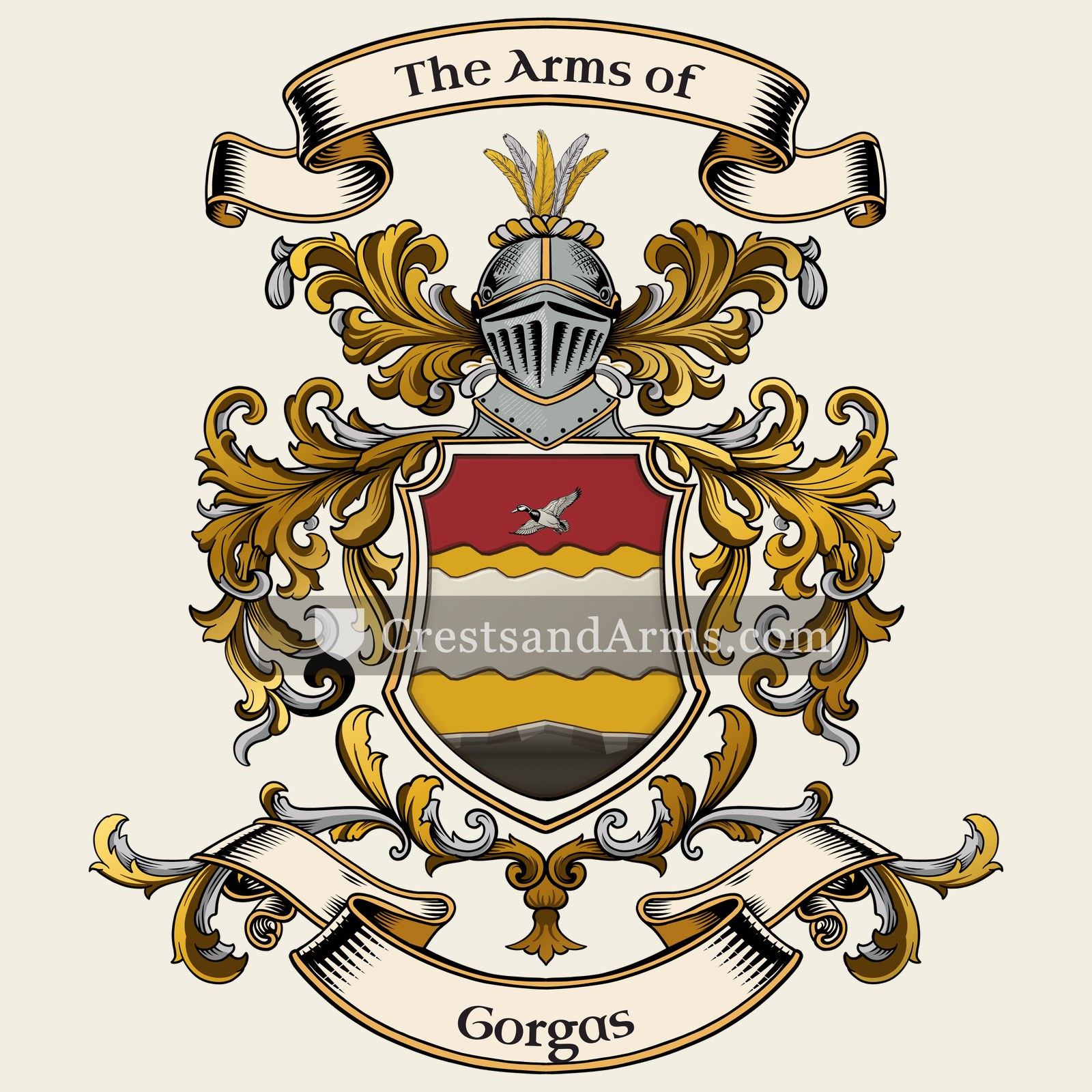 The Gorgas coat of arms, drawn from the recorded blazon