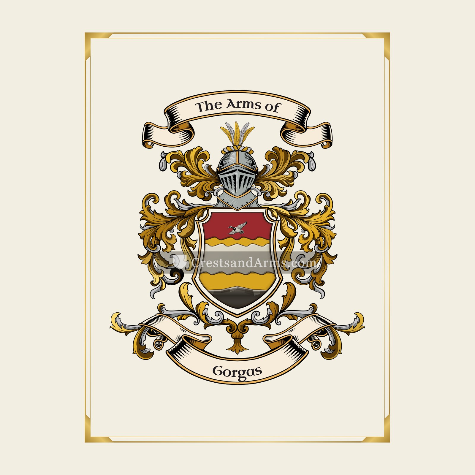 With gold border