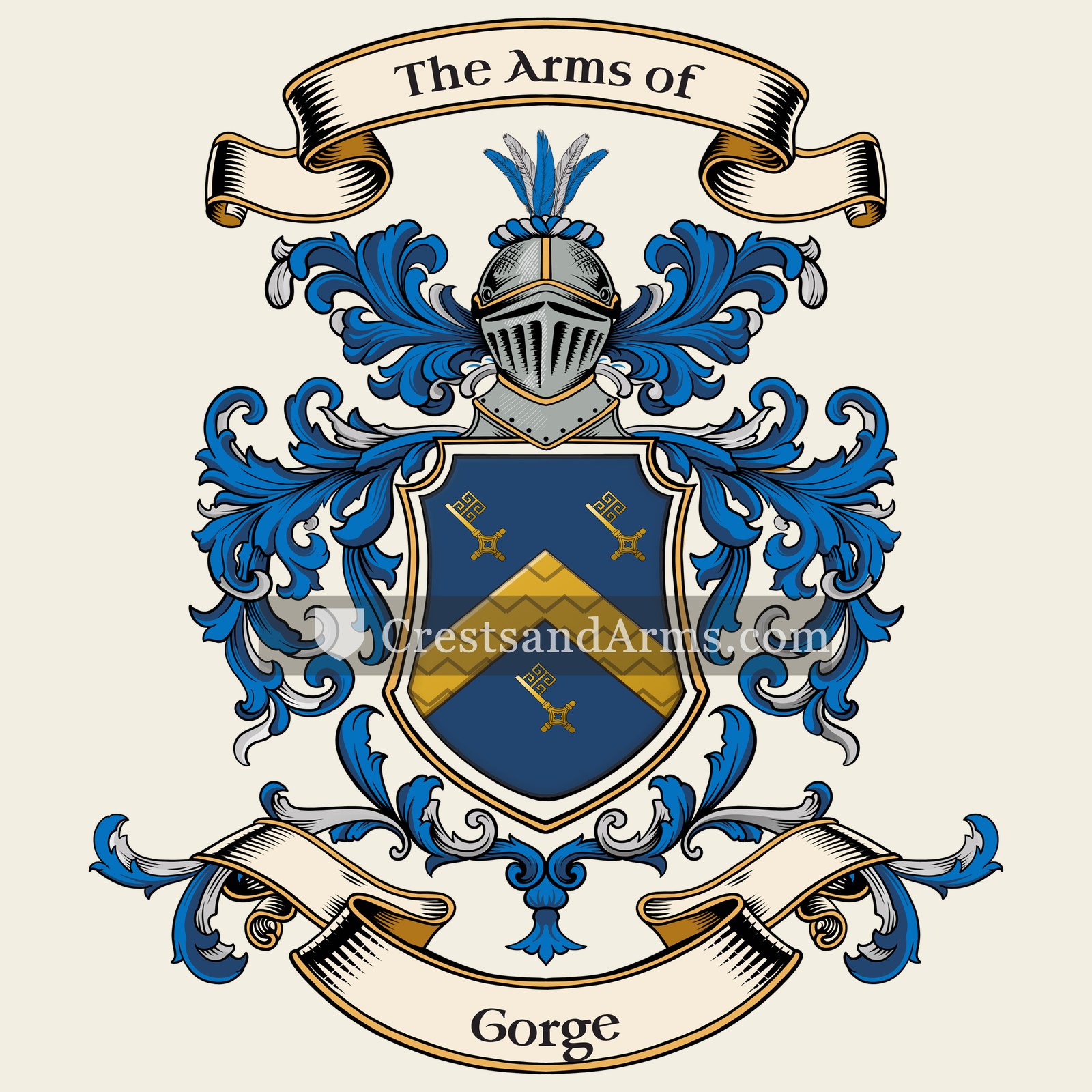The Gorge coat of arms, drawn from the recorded blazon