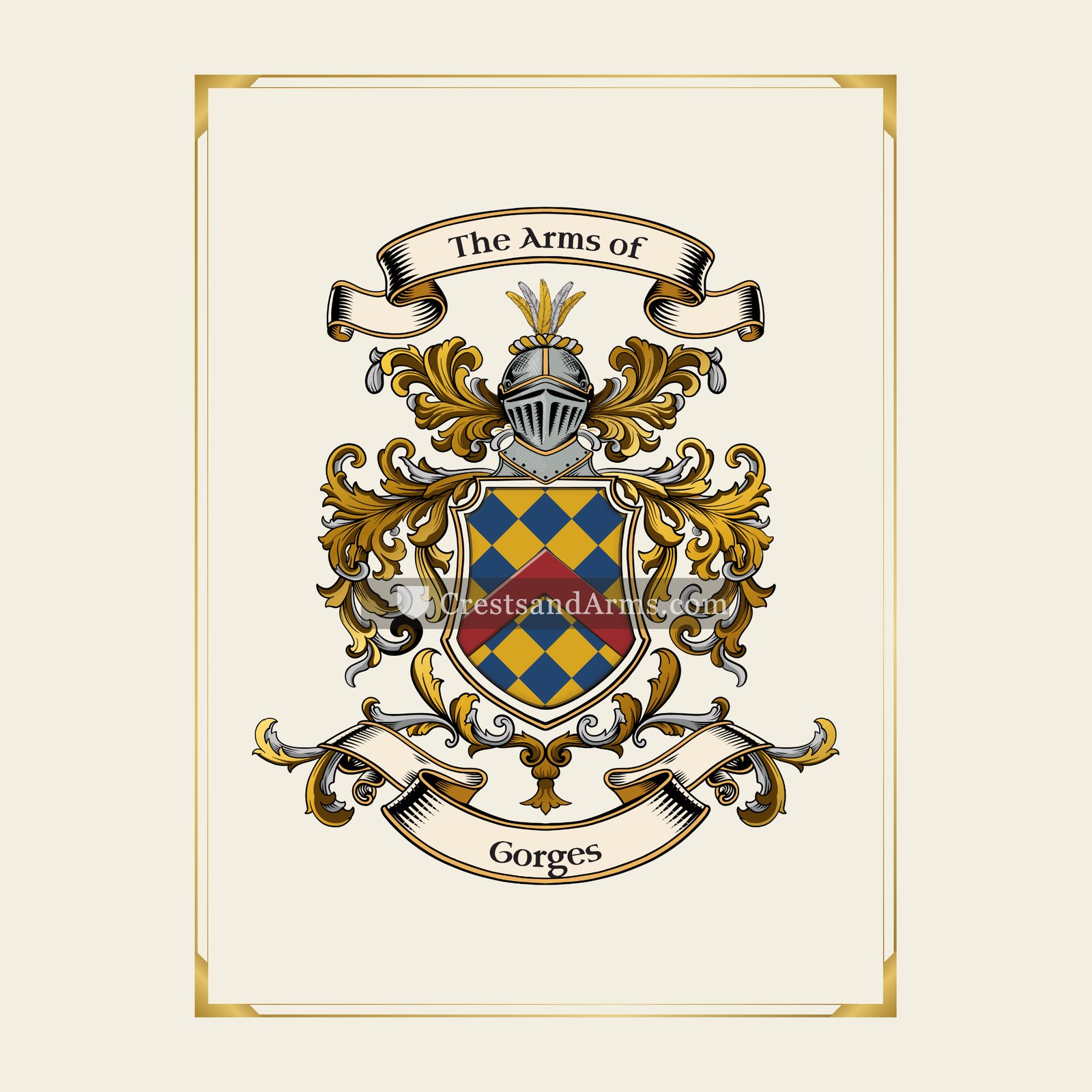 With gold border