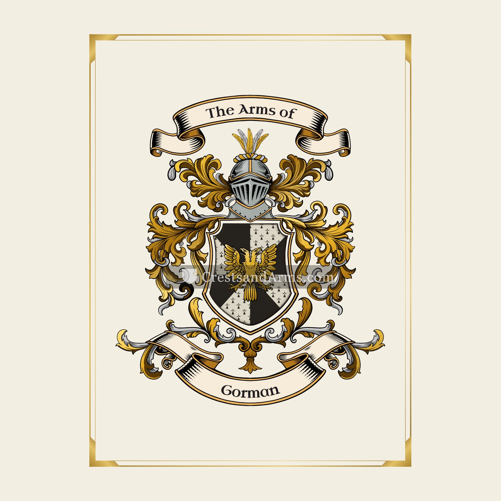 With gold border