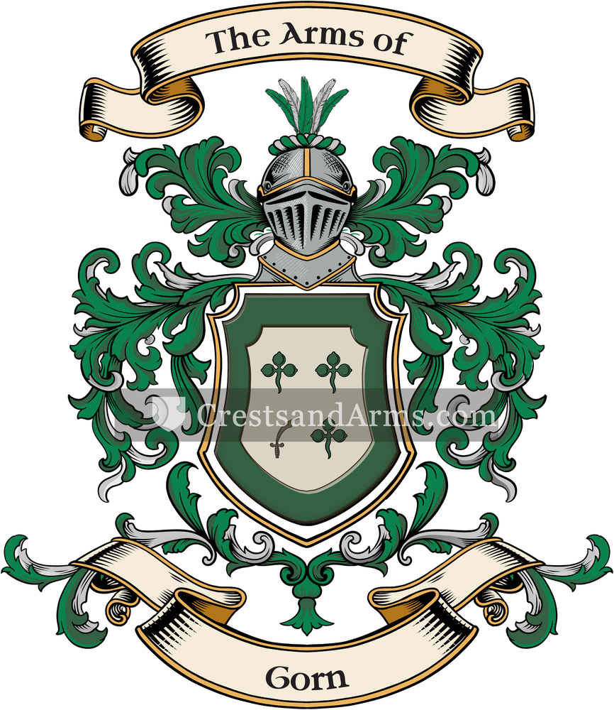 The Gorn coat of arms, drawn from the recorded blazon