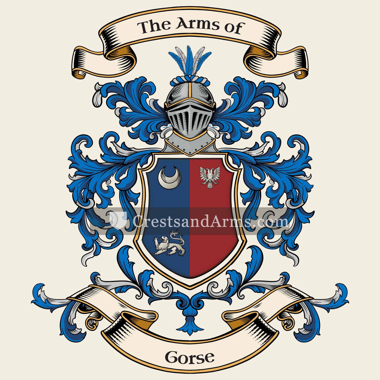 The Gorse coat of arms, drawn from the recorded blazon