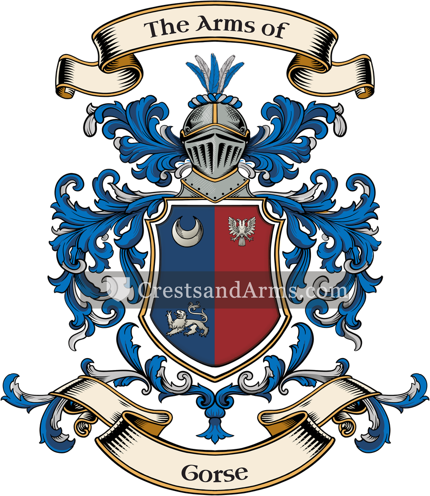 The Gorse coat of arms, drawn from the recorded blazon