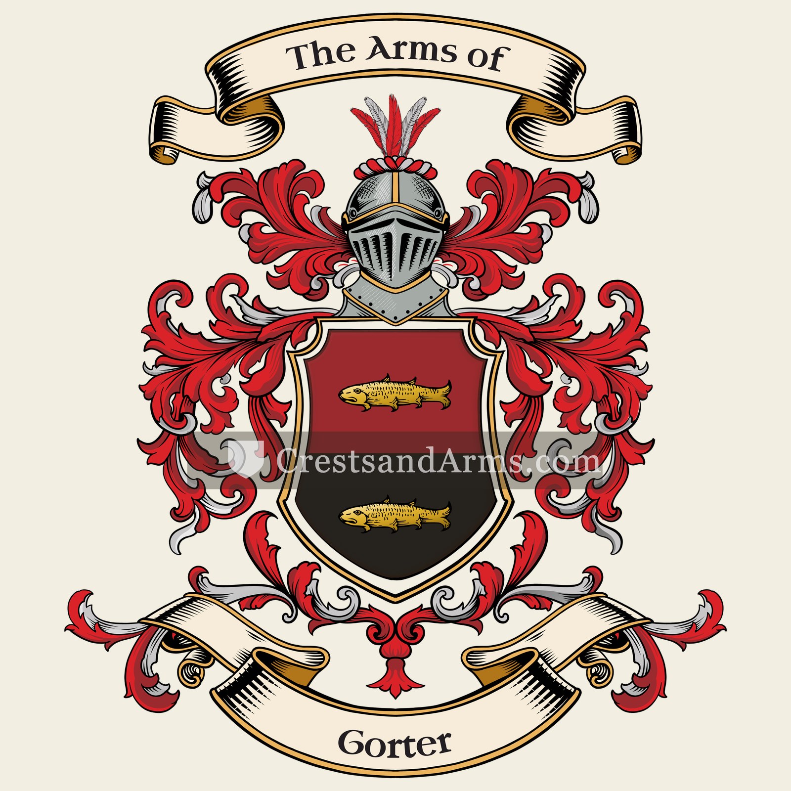The Gorter coat of arms, drawn from the recorded blazon