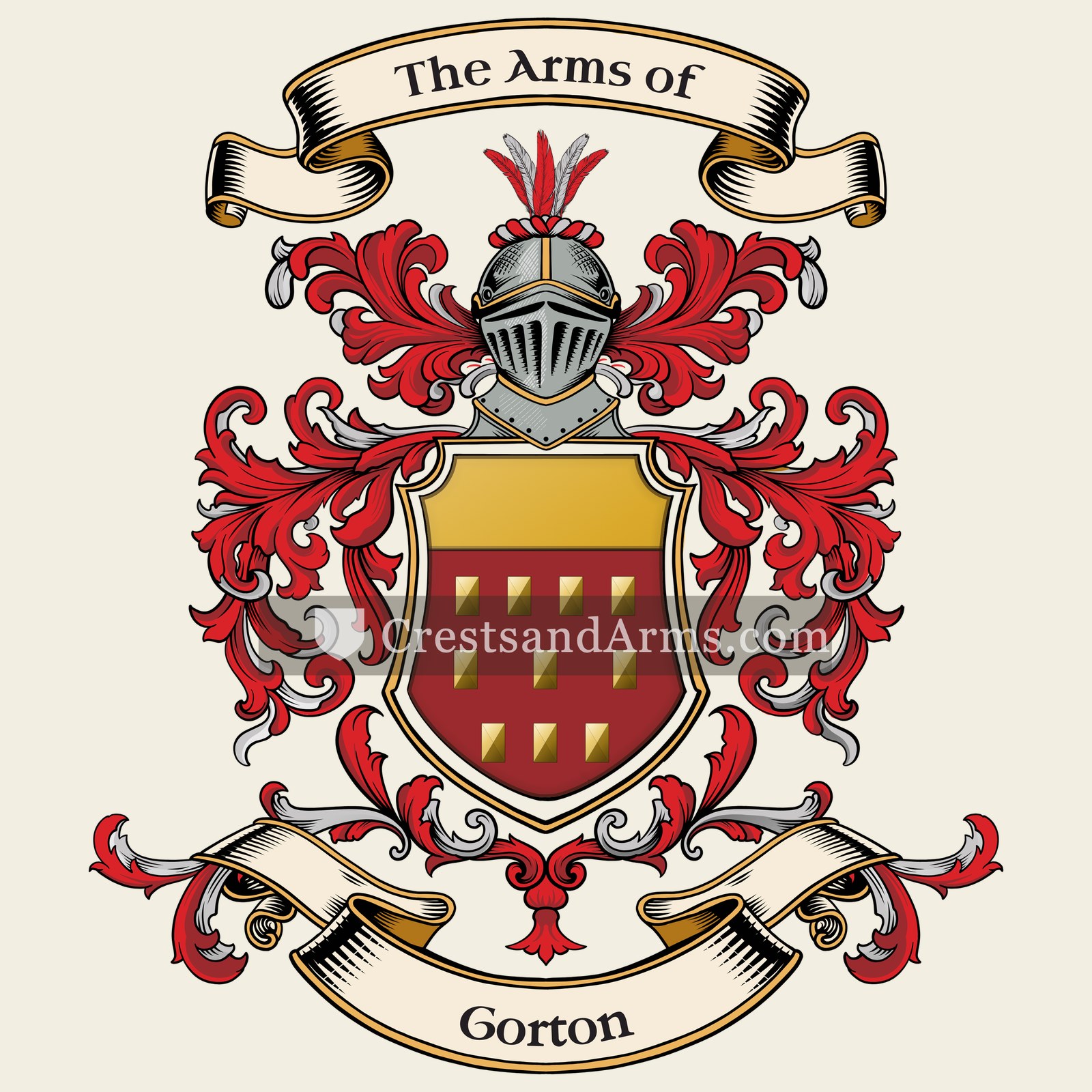 The Gorton coat of arms, drawn from the recorded blazon