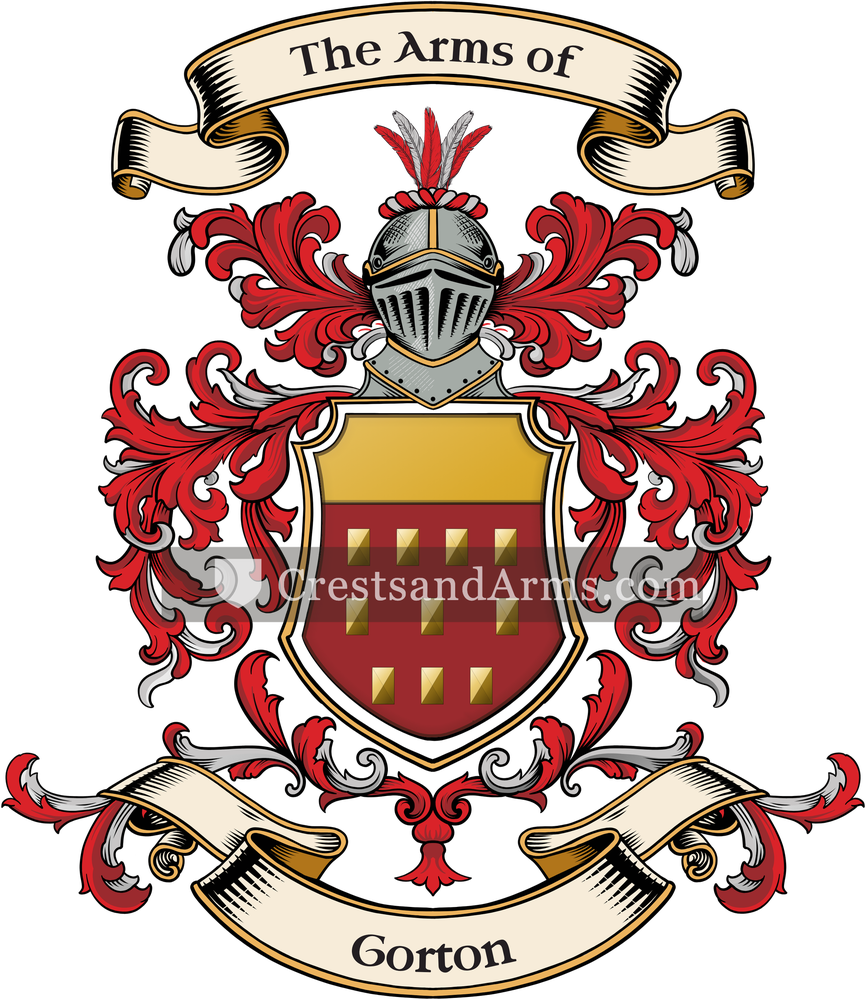 The Gorton coat of arms, drawn from the recorded blazon