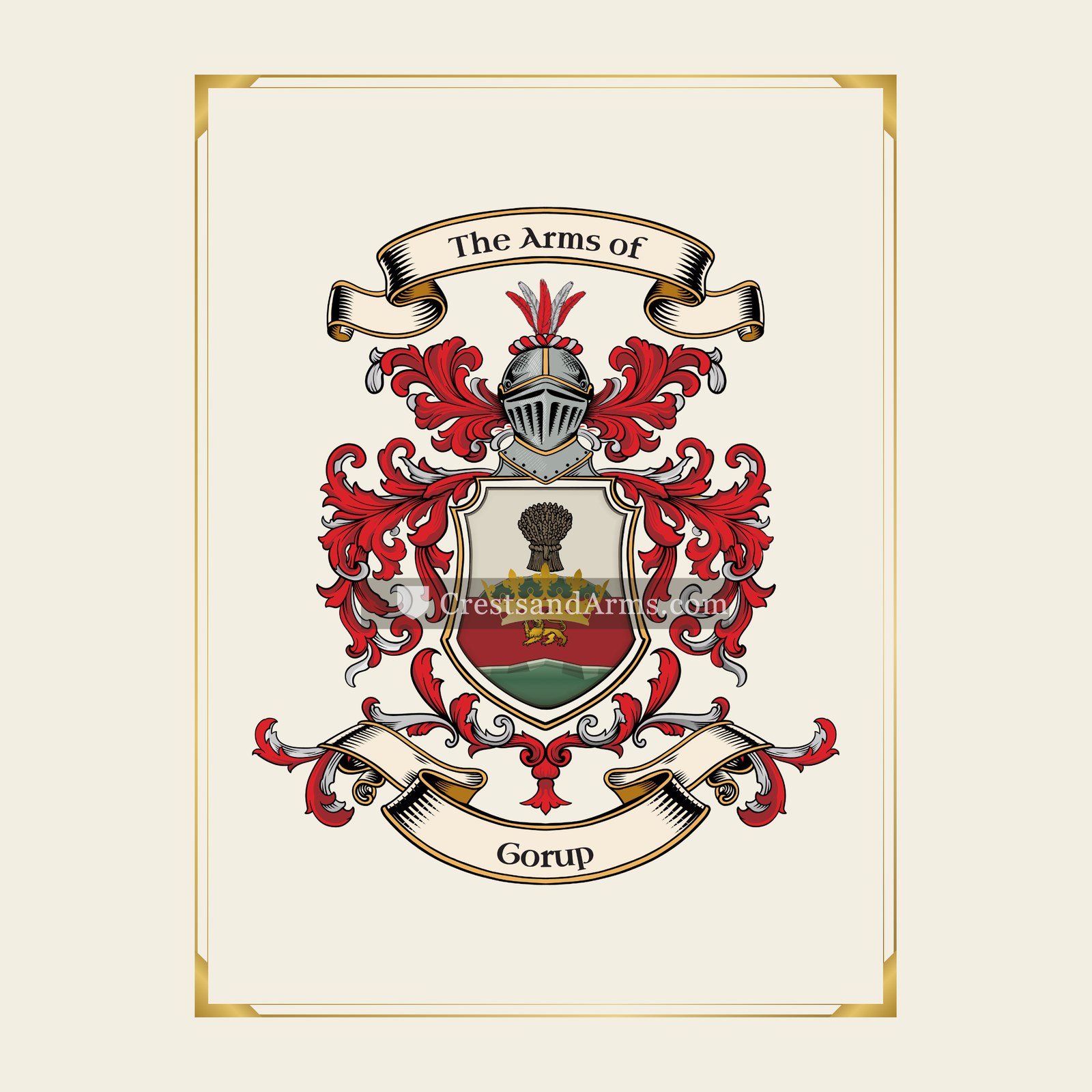 With gold border