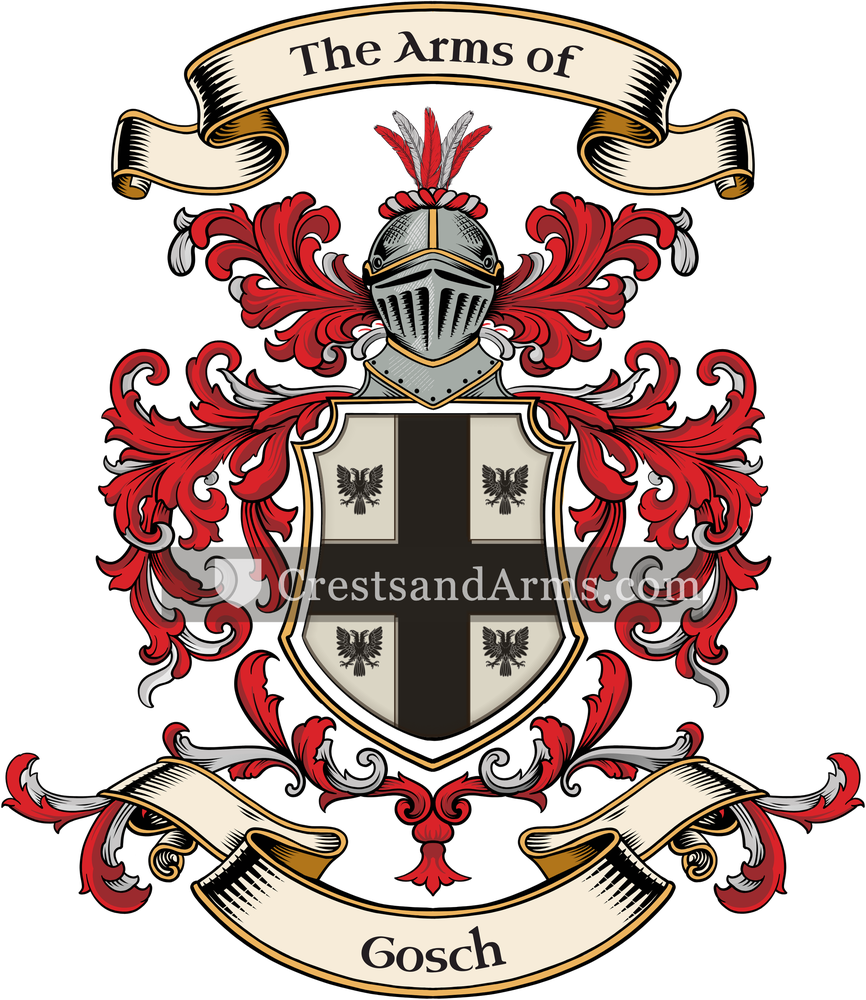 The Gosch coat of arms, drawn from the recorded blazon