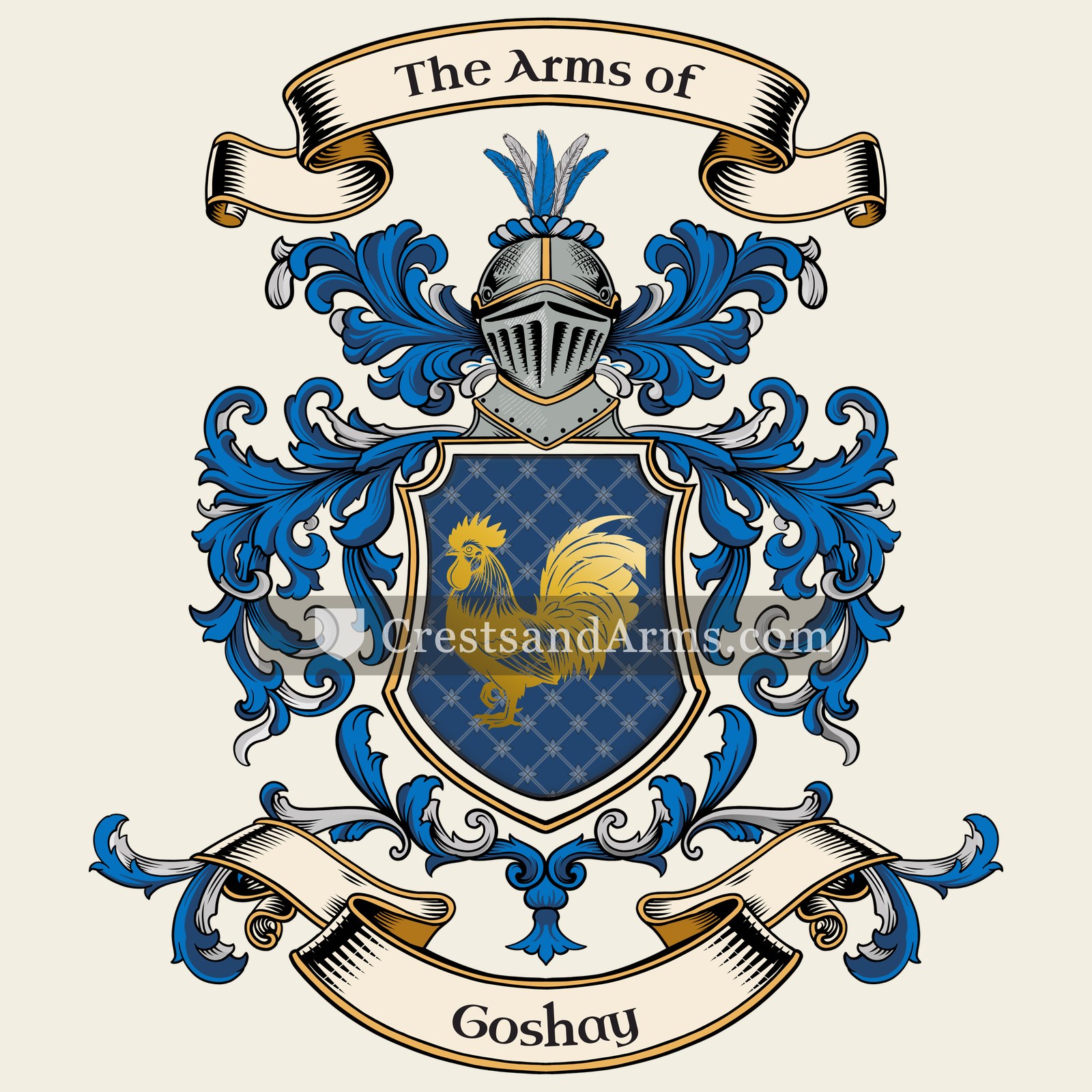 The Goshay coat of arms, drawn from the recorded blazon