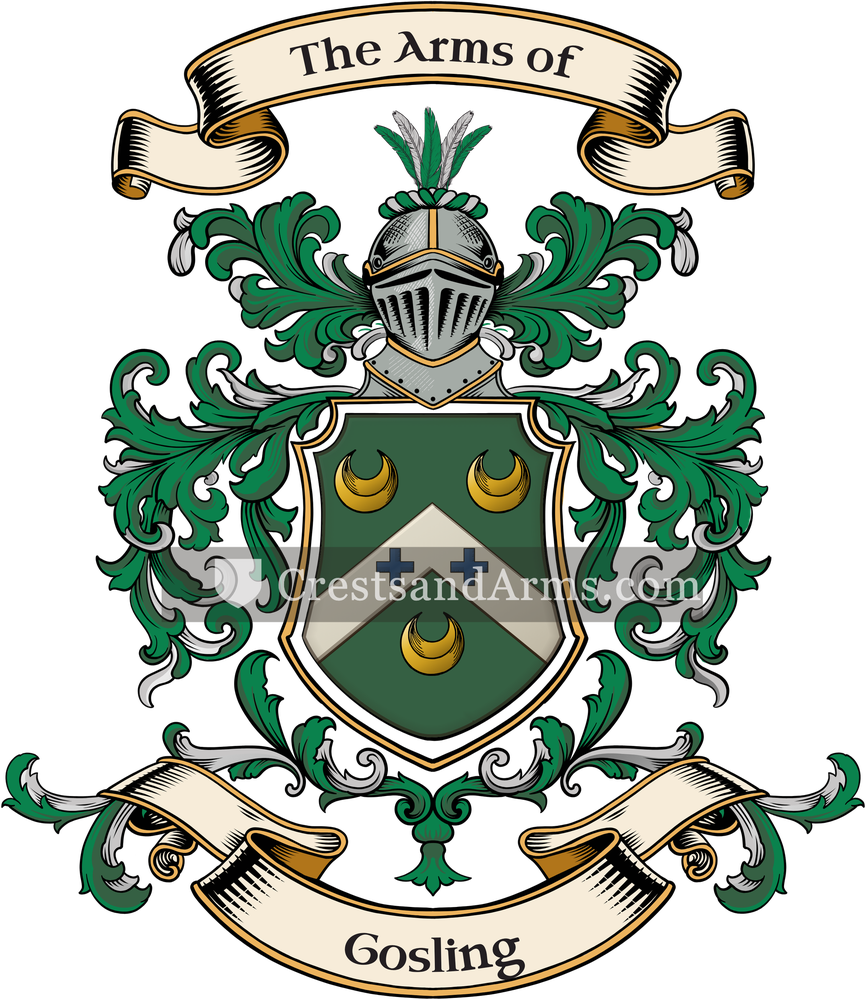The Gosling coat of arms, drawn from the recorded blazon