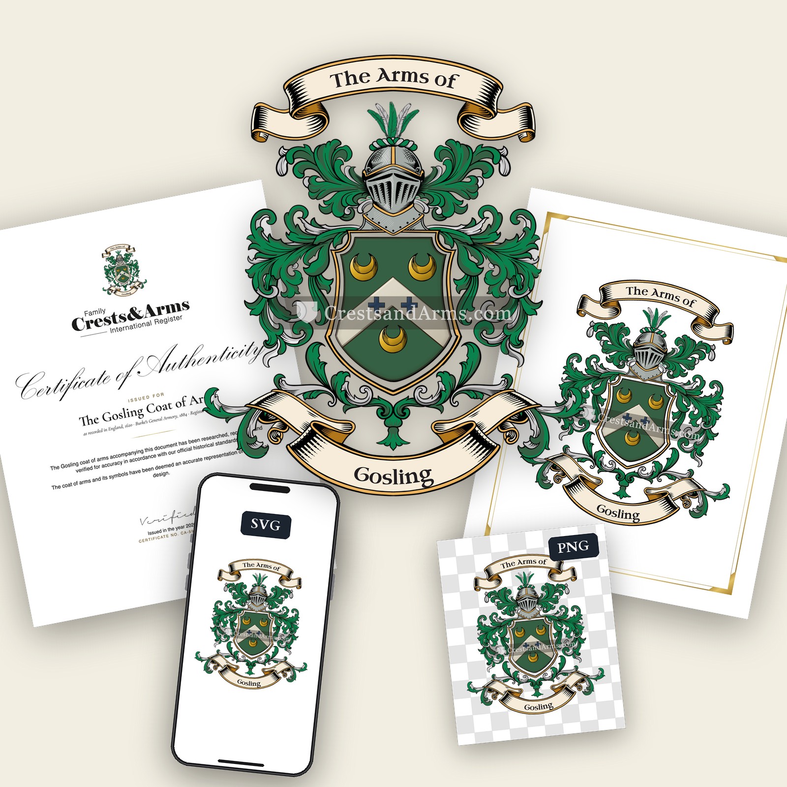 The Gosling arms on the coat of arms — digital pack