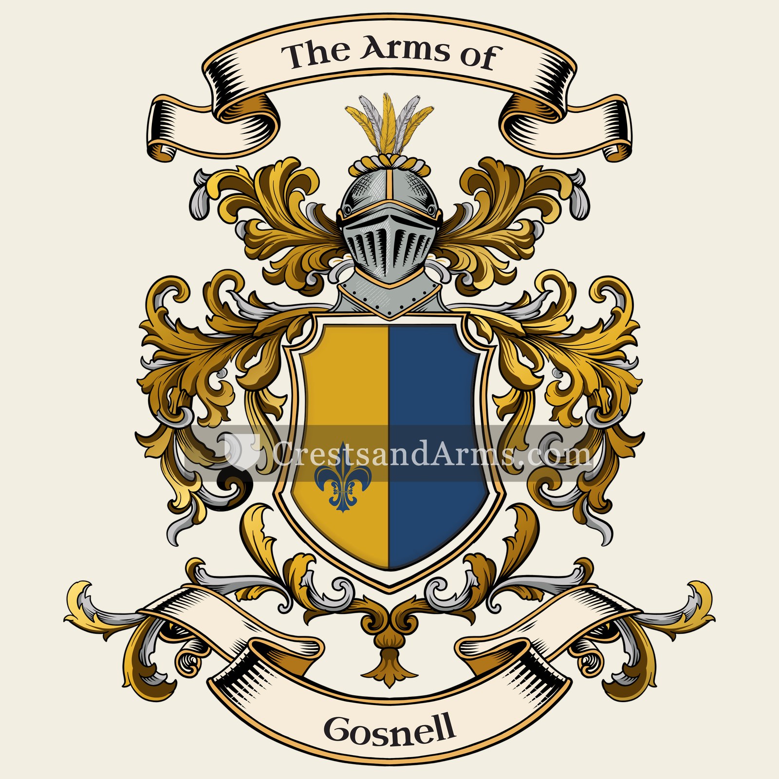 The Gosnell coat of arms, drawn from the recorded blazon
