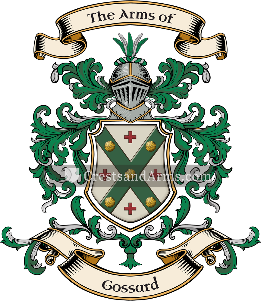 The Gossard coat of arms, drawn from the recorded blazon