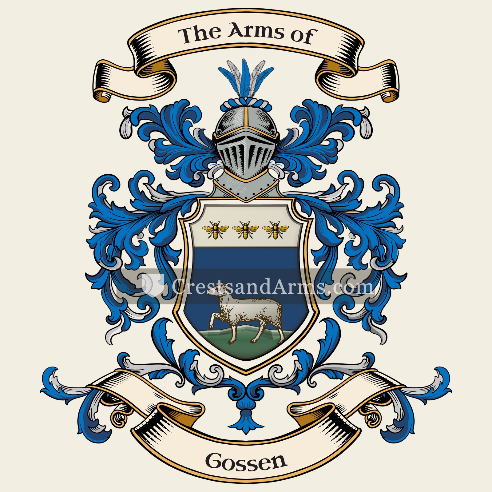 The Gossen coat of arms, drawn from the recorded blazon