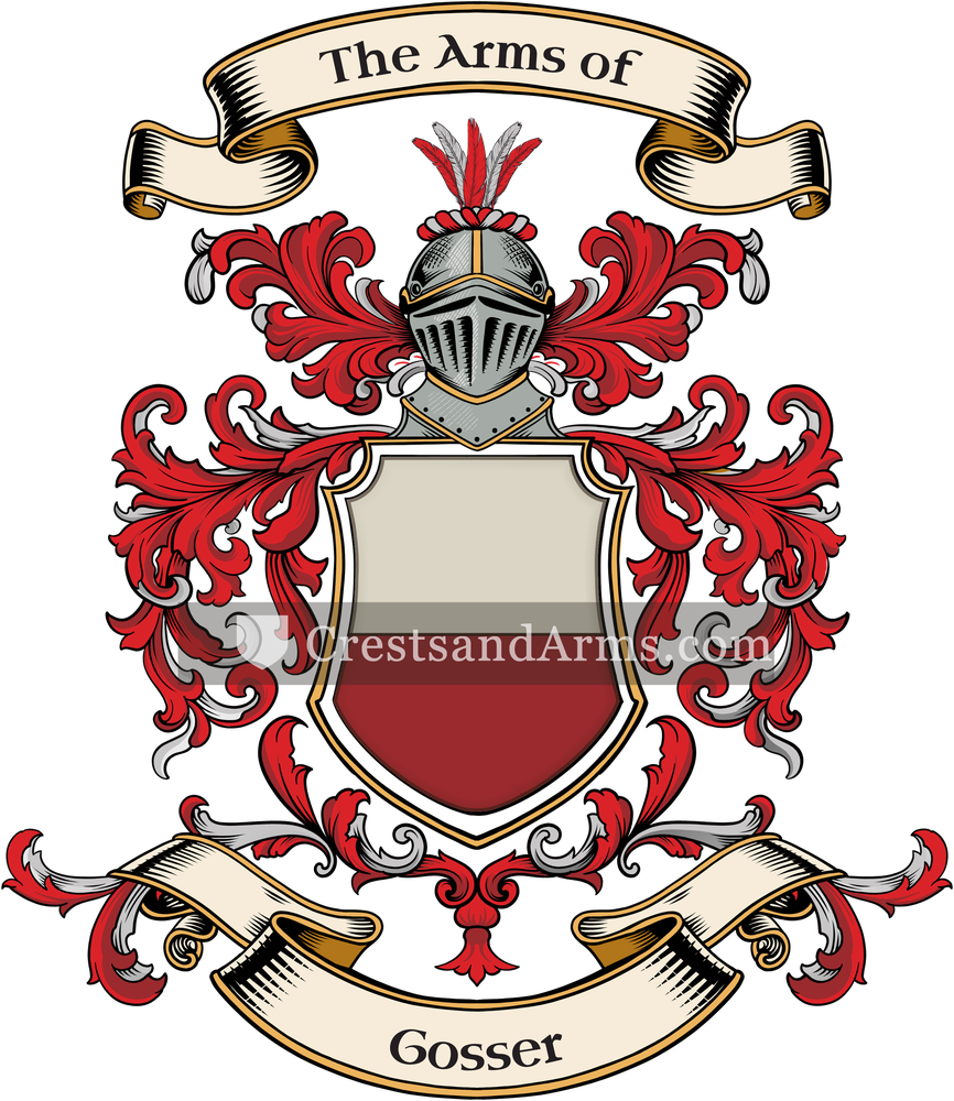 The Gosser coat of arms, drawn from the recorded blazon