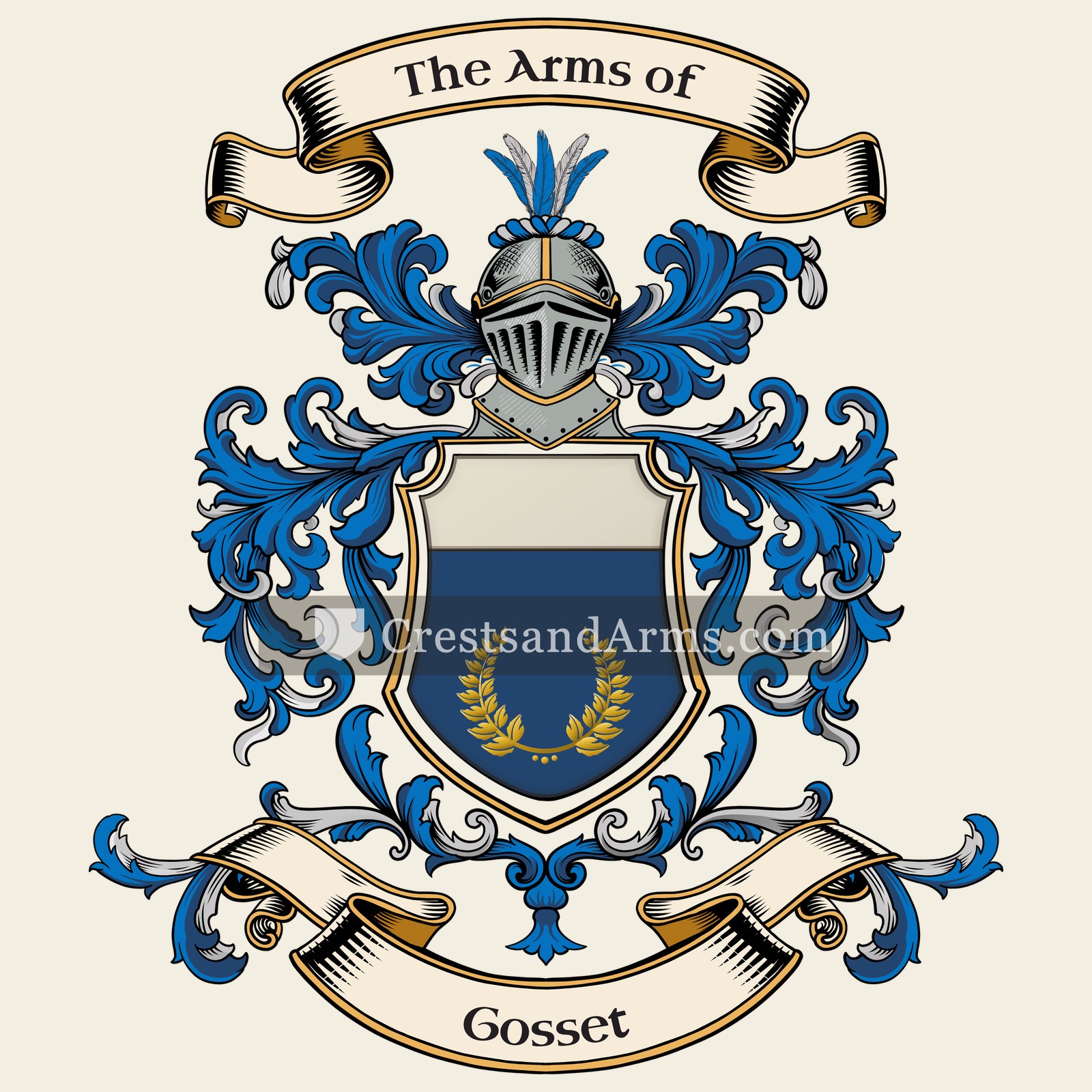 The Gosset coat of arms, drawn from the recorded blazon