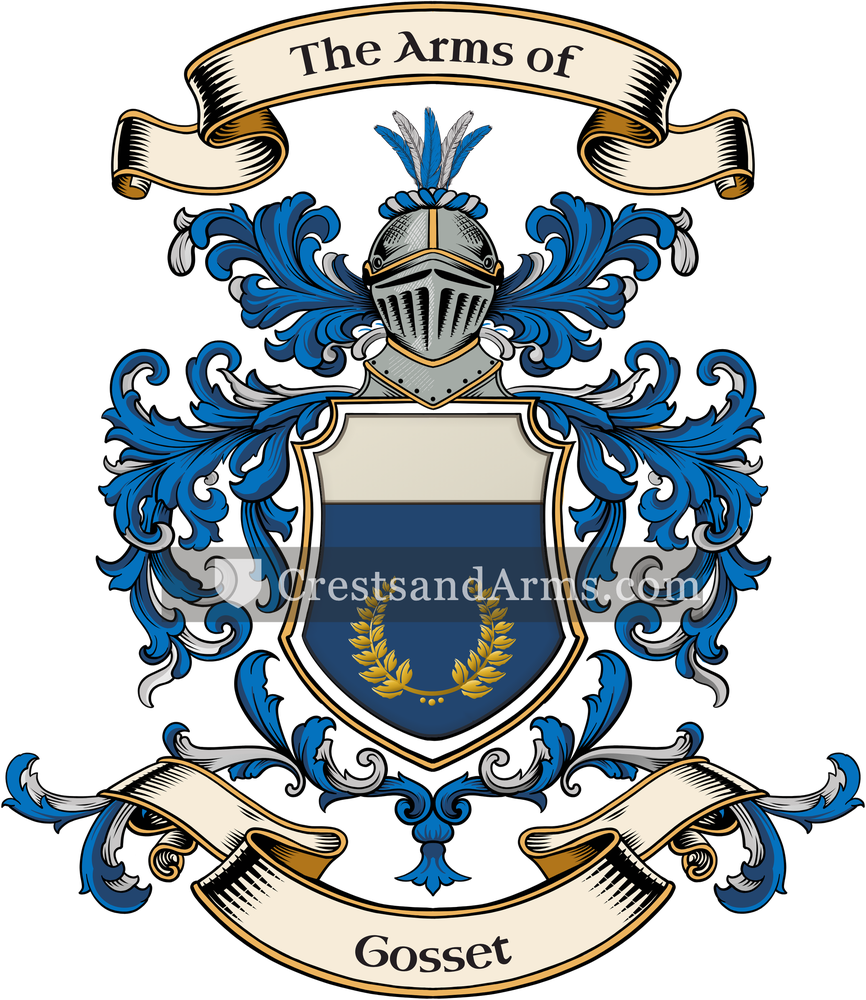 The Gosset coat of arms, drawn from the recorded blazon