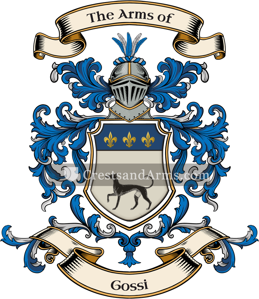 The Gossi coat of arms, drawn from the recorded blazon