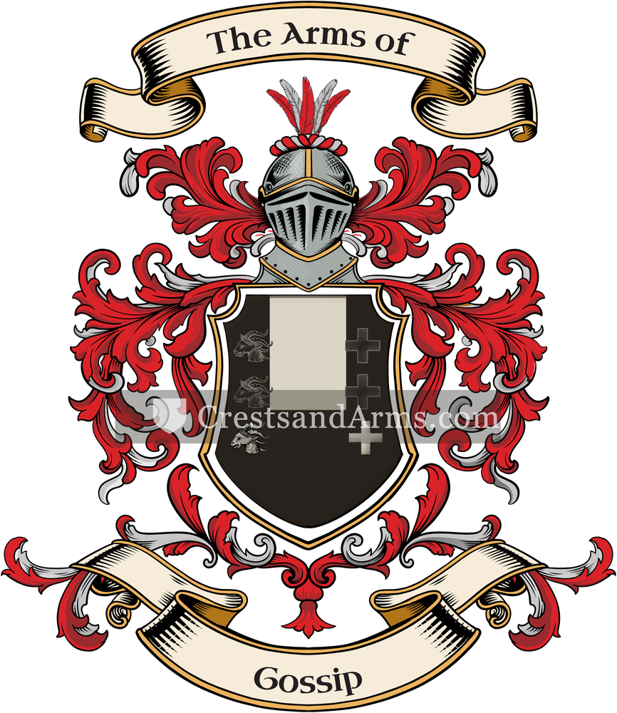 The Gossip coat of arms, drawn from the recorded blazon