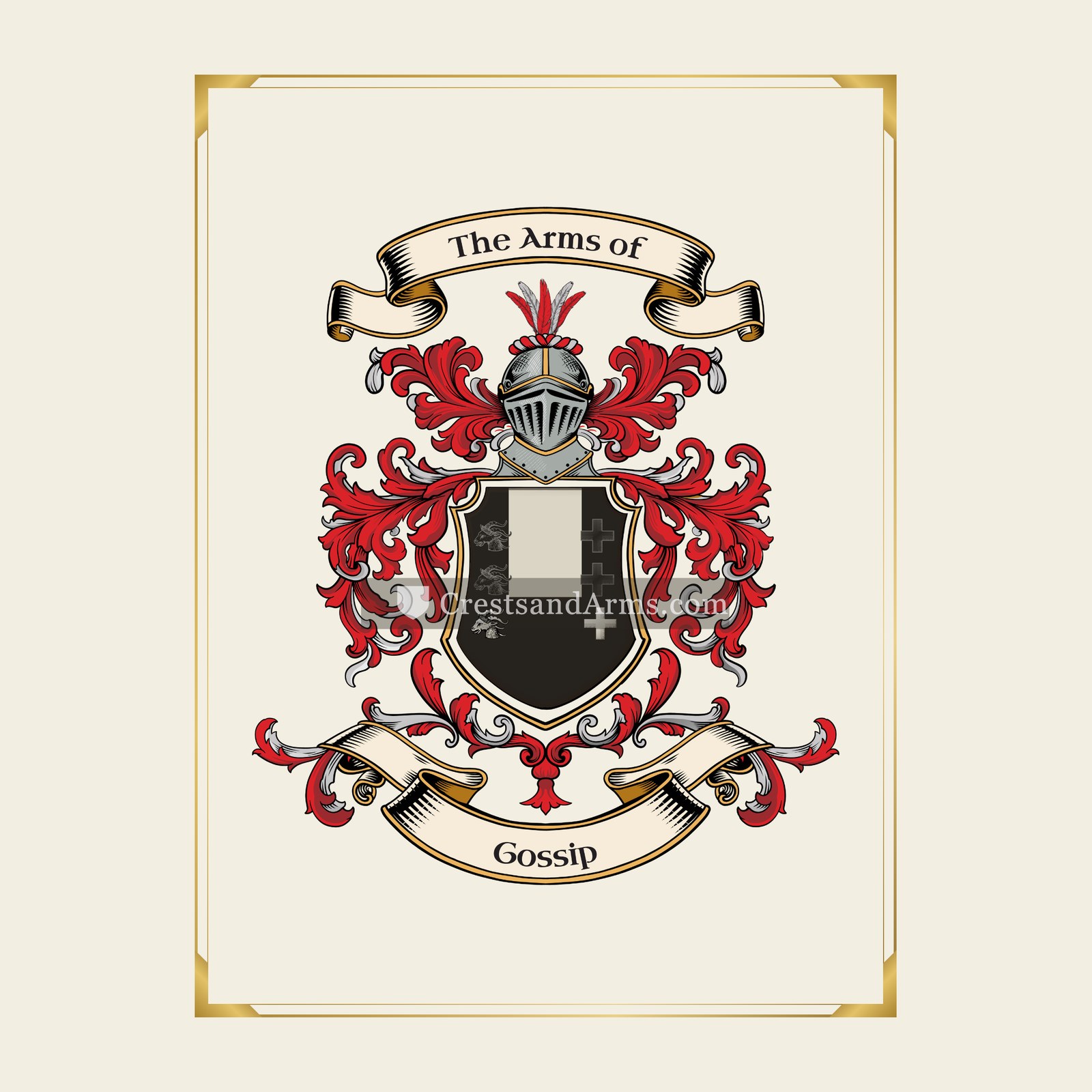 With gold border