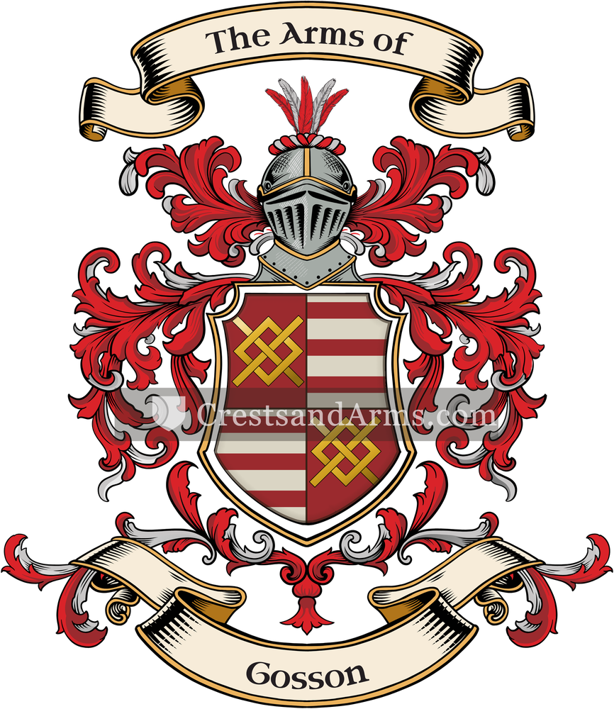 The Gosson coat of arms, drawn from the recorded blazon