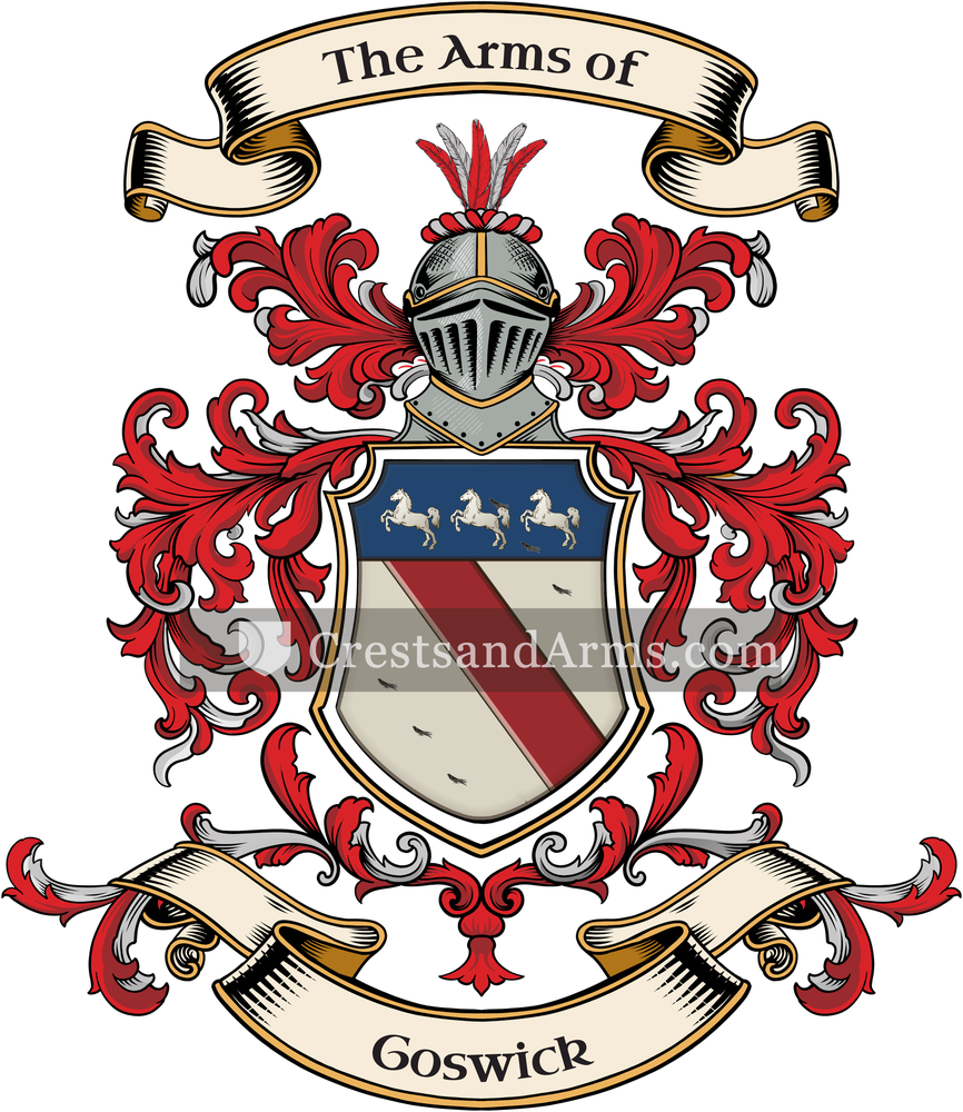 The Goswick coat of arms, drawn from the recorded blazon