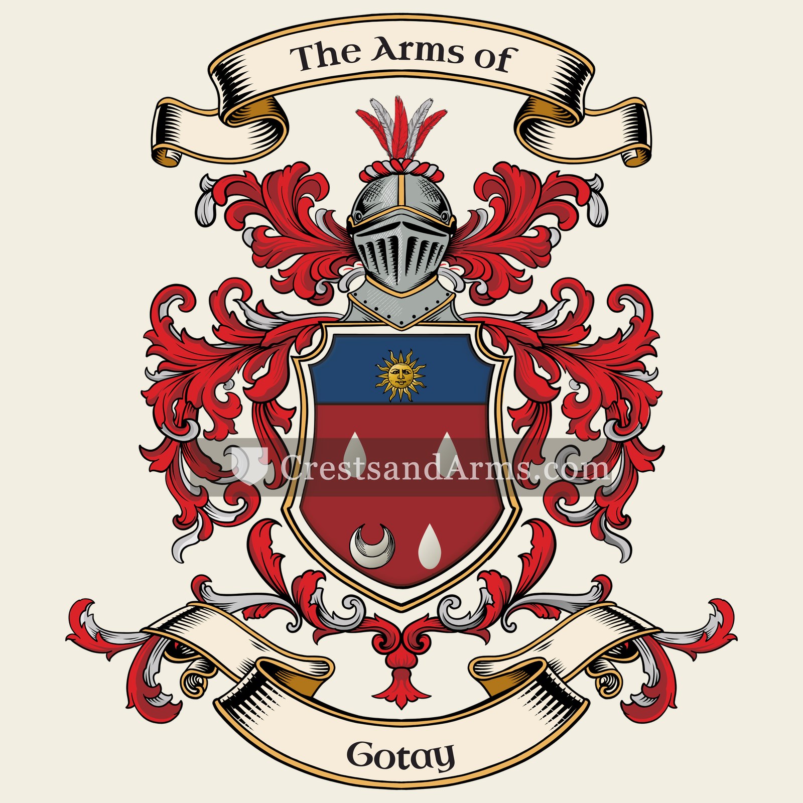 The Gotay coat of arms, drawn from the recorded blazon
