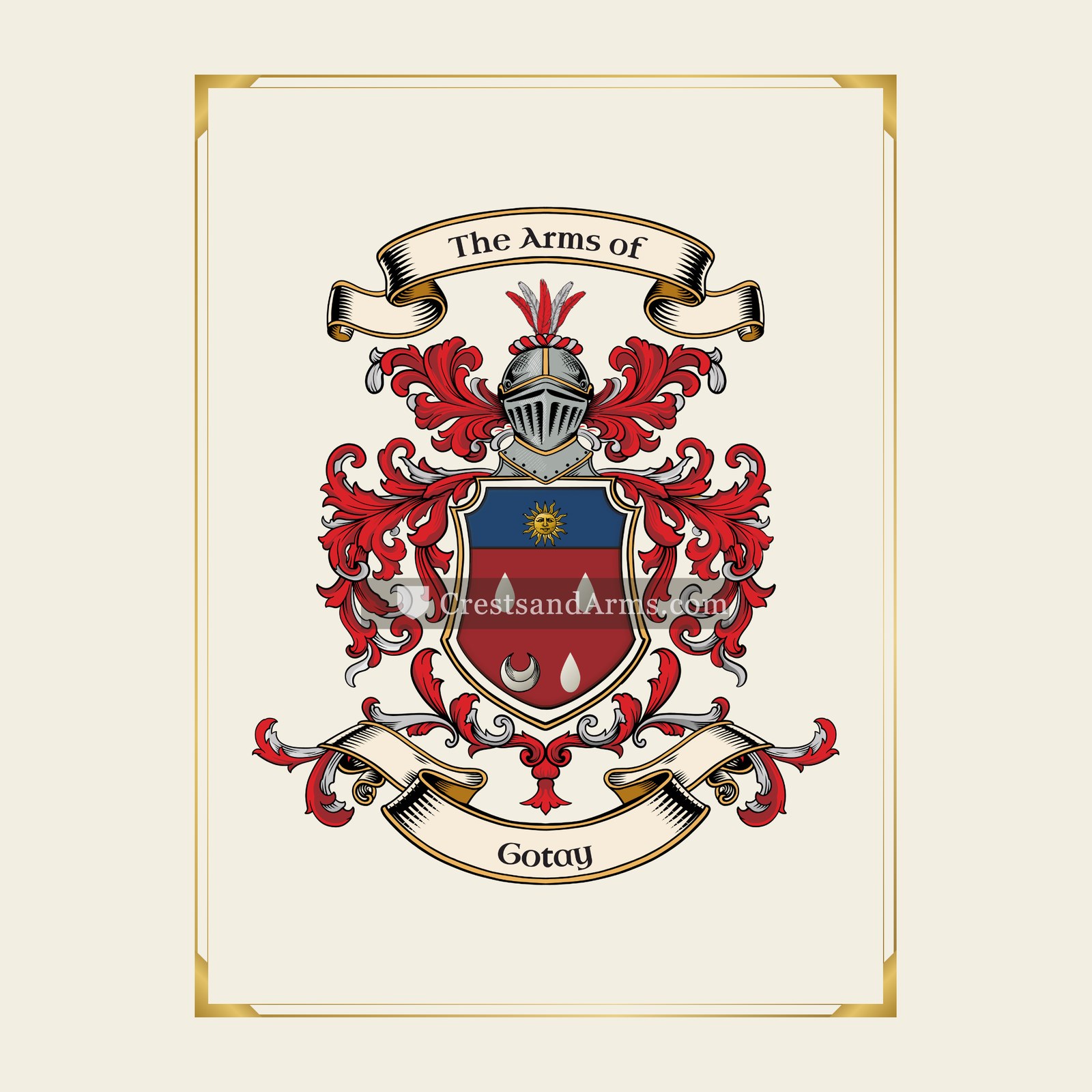 With gold border