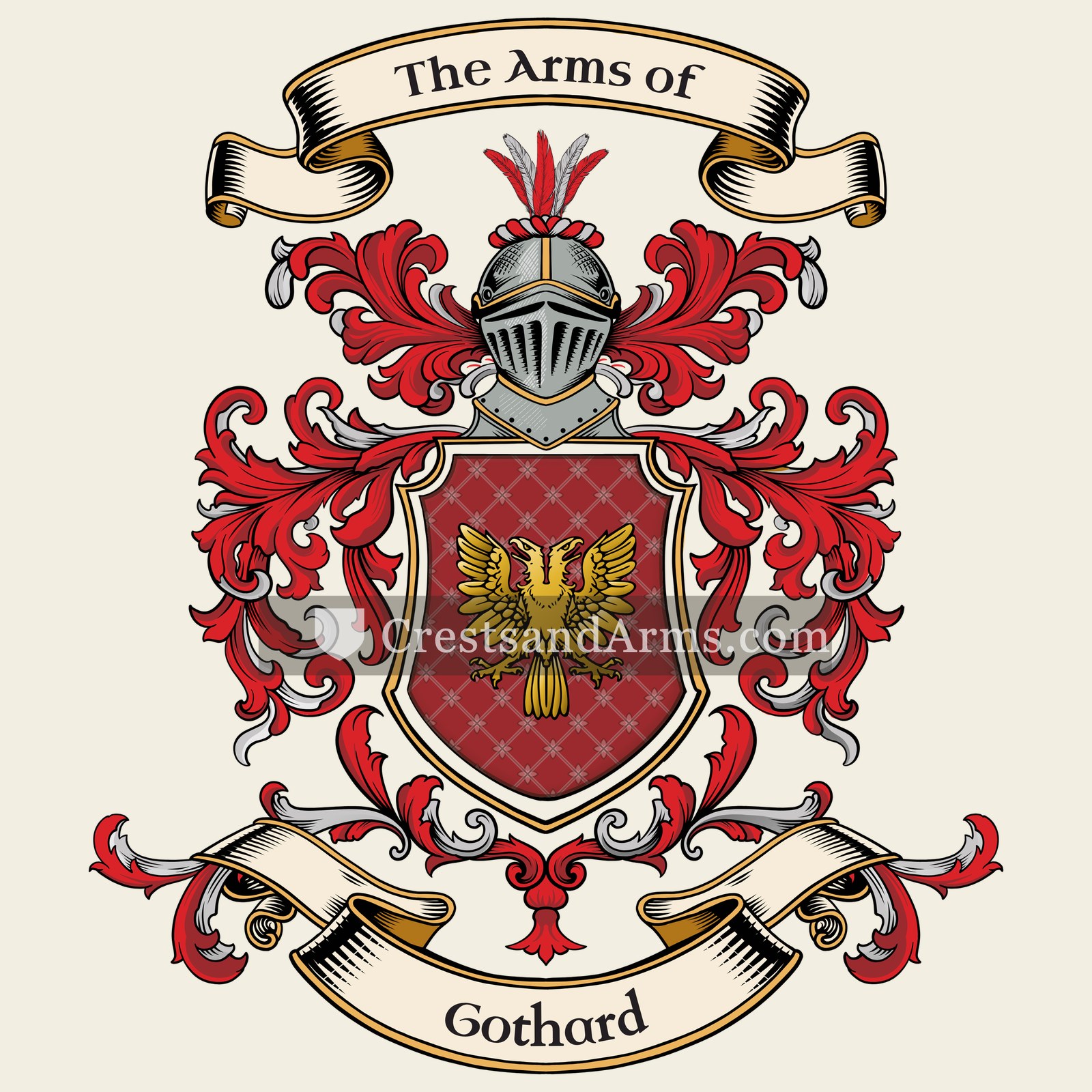The Gothard coat of arms, drawn from the recorded blazon