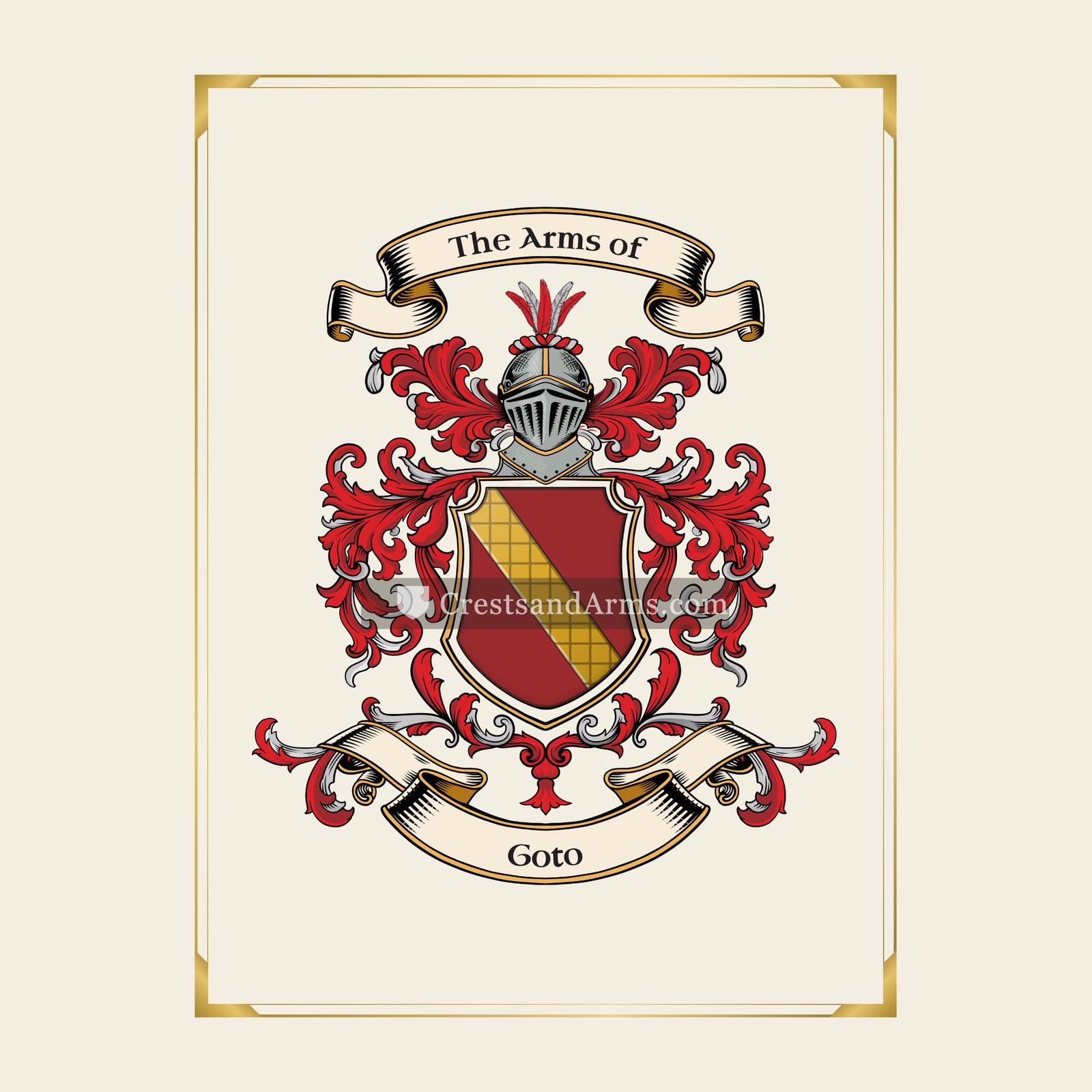 With gold border