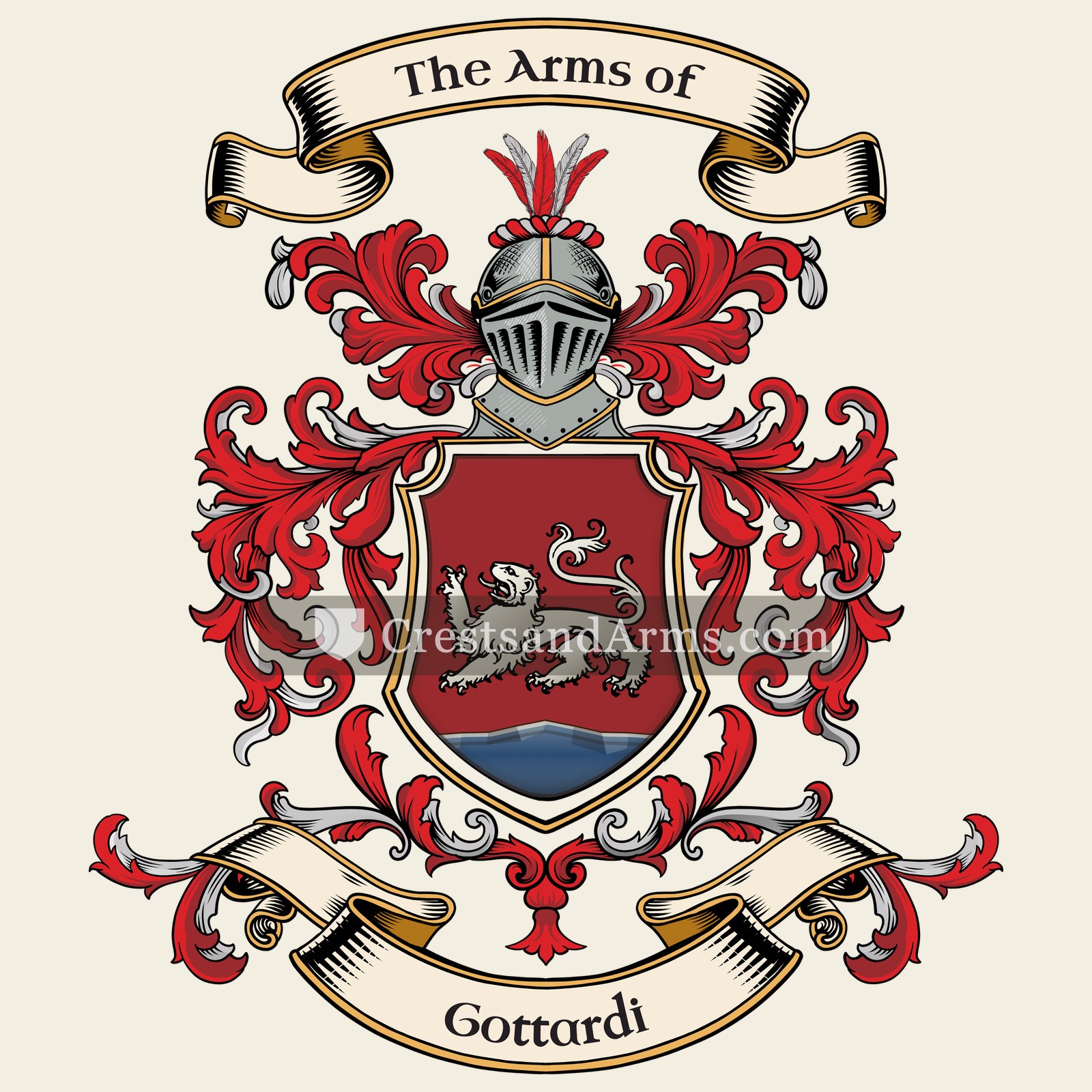 The Gottardi coat of arms, drawn from the recorded blazon