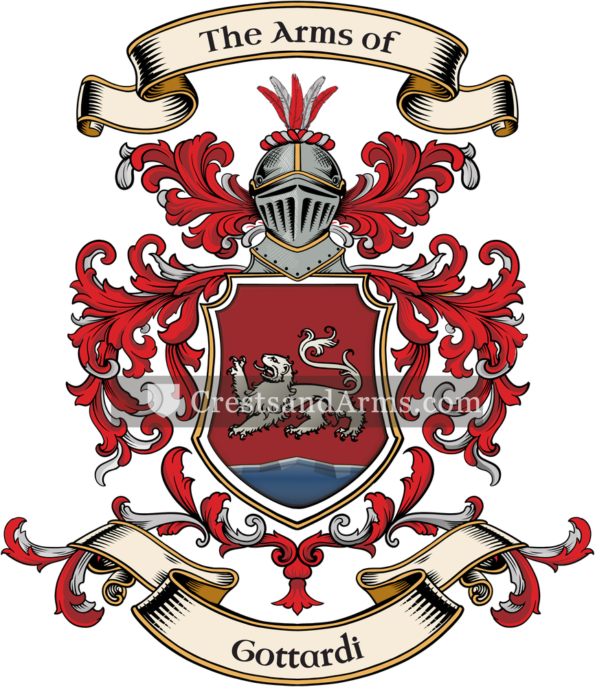 The Gottardi coat of arms, drawn from the recorded blazon