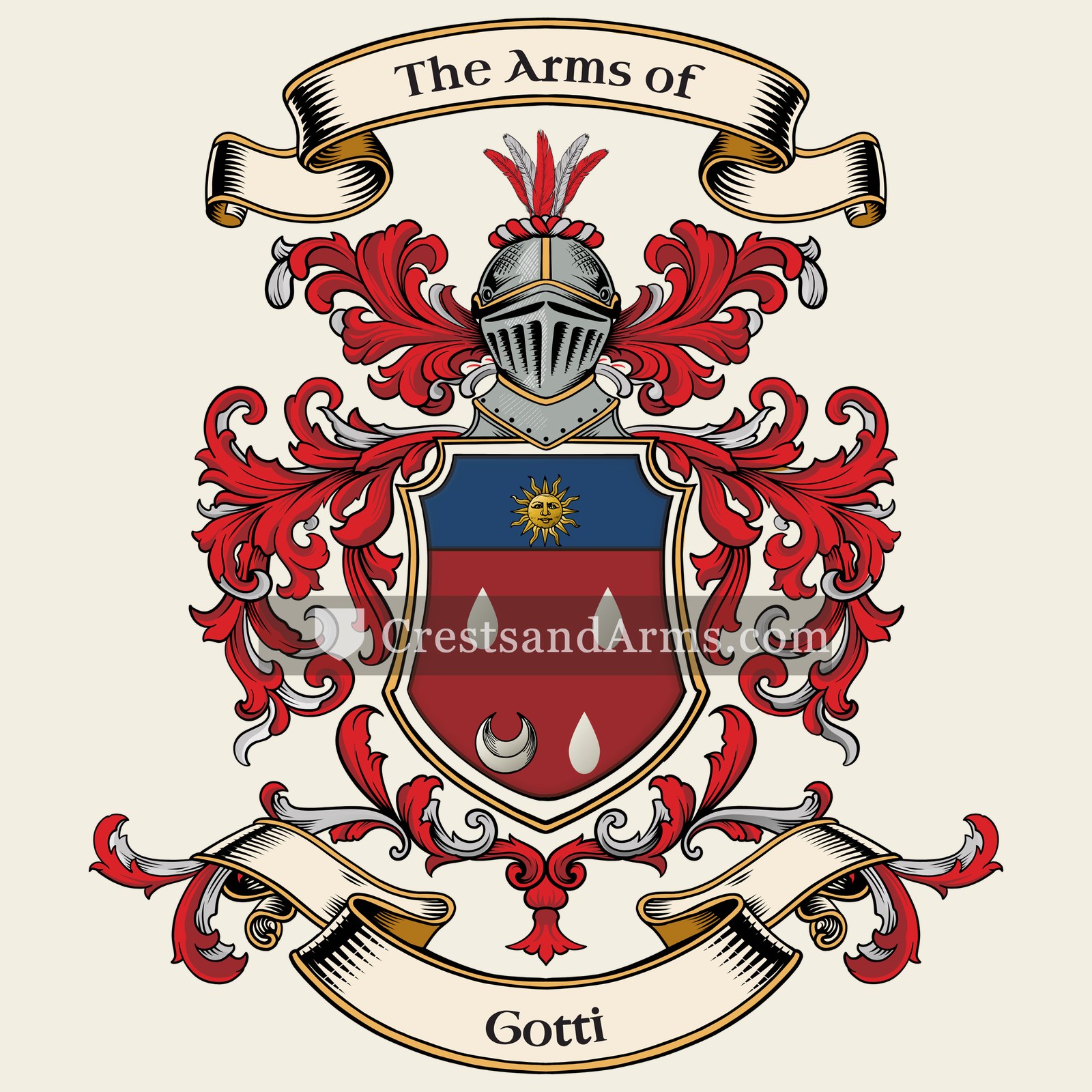 The Gotti coat of arms, drawn from the recorded blazon