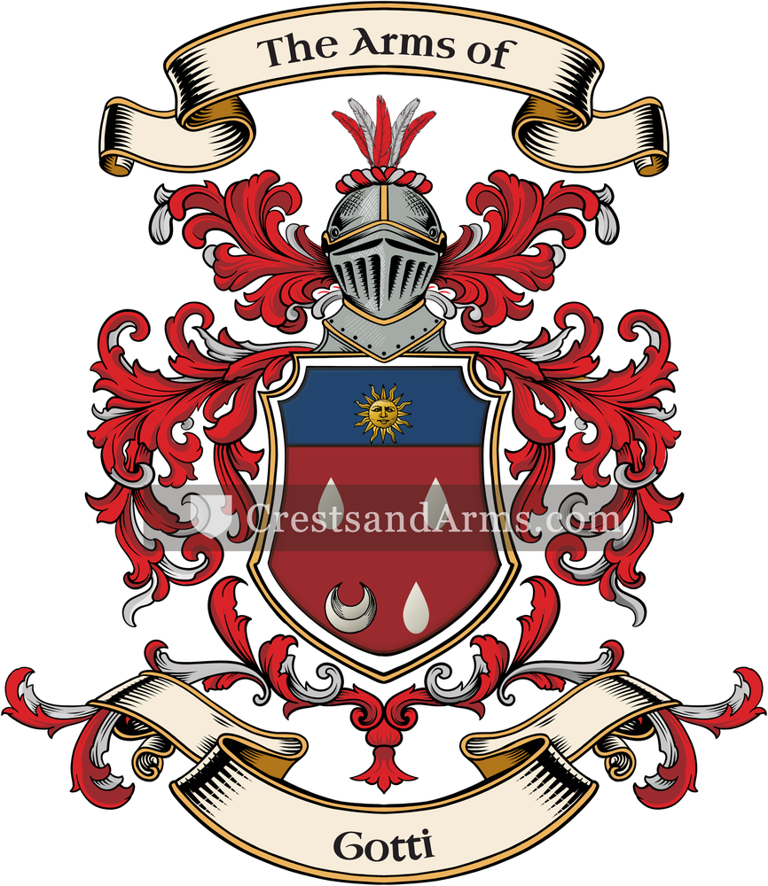 The Gotti coat of arms, drawn from the recorded blazon