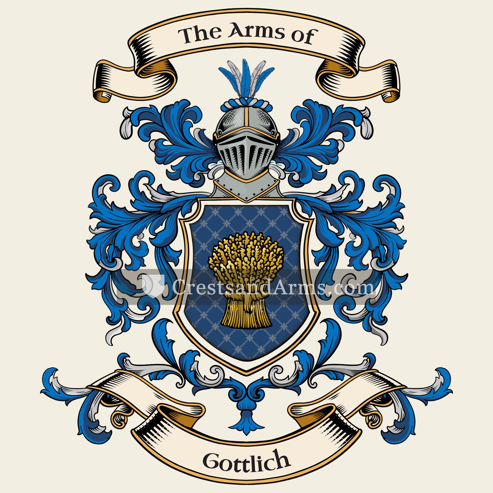The Gottlich coat of arms, drawn from the recorded blazon