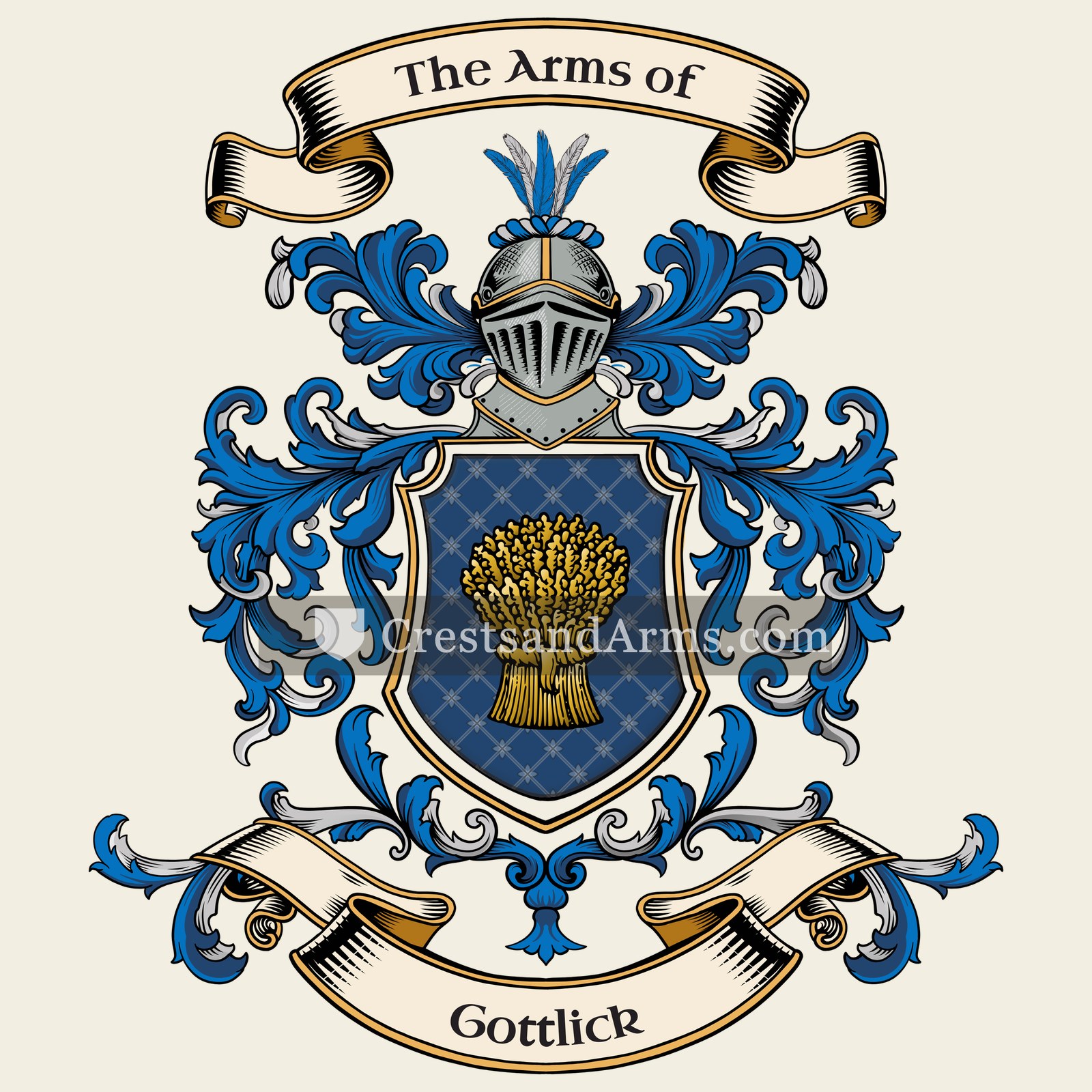 The Gottlick coat of arms, drawn from the recorded blazon